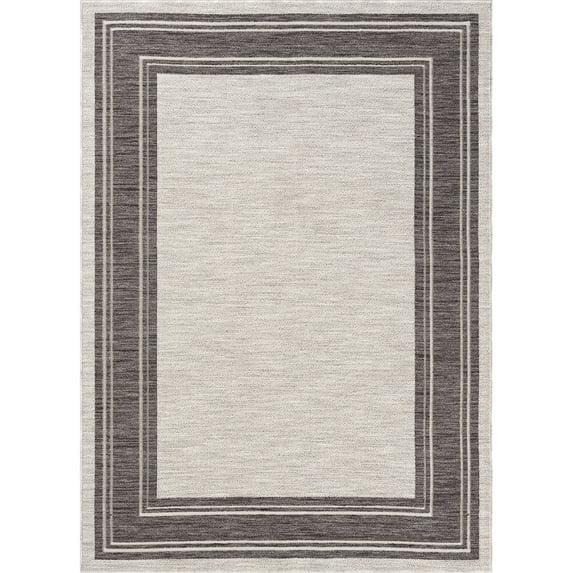 LR Home Gayle 5' x 7' Ivory/Gray Bordered Performance Indoor/Outdoor Area Rug