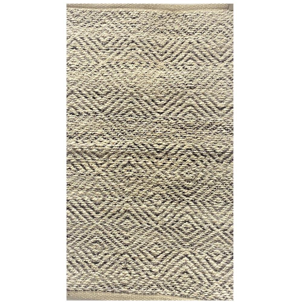 Hand-Woven Geometric Gray and Natural Jute 2x5 Area Rug