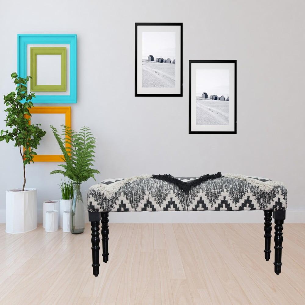 Modern Southwestern 47" Tufted Bench with Stylish Wooden Legs