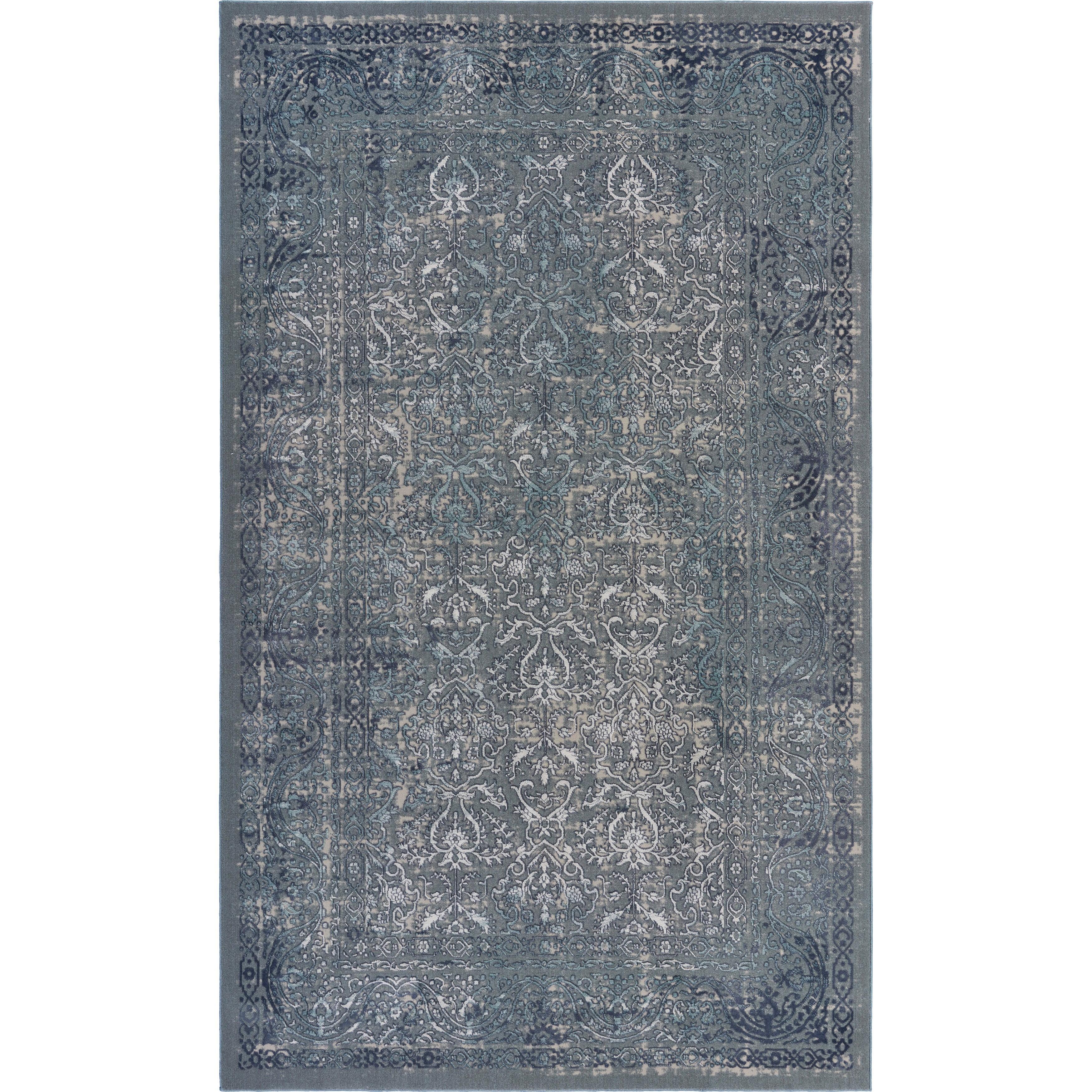 Contemporary Hand-Knotted Blue Synthetic Area Rug 9'6" x 13'