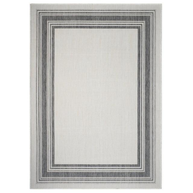LR Home Kiara 5'3" x 7', Ivory/Black/Gray Bordered Fade & Stain Resistant Indoor/Outdoor Area Rug