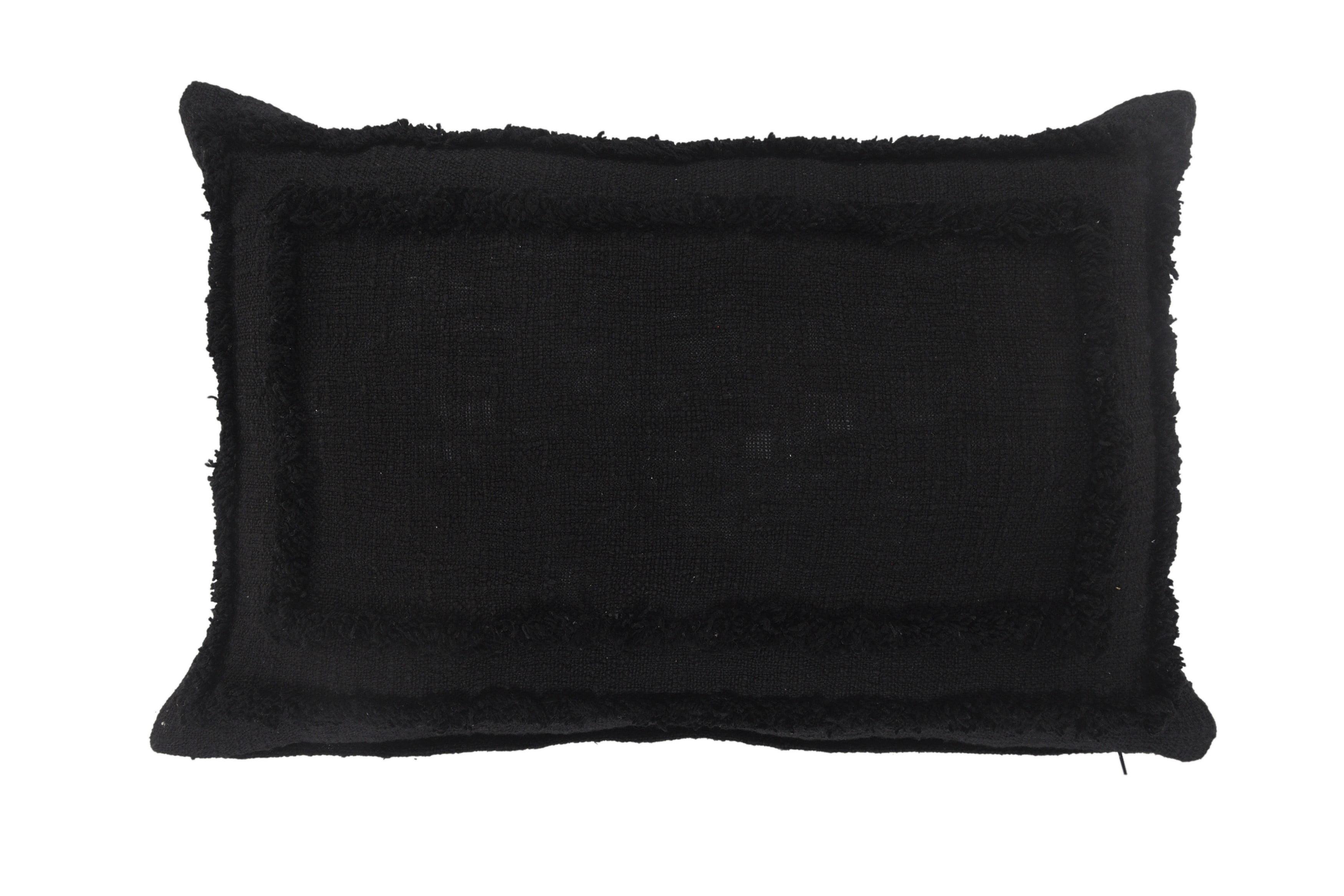 Modern Black Tufted Lumbar Throw Pillow, 16" x 24"