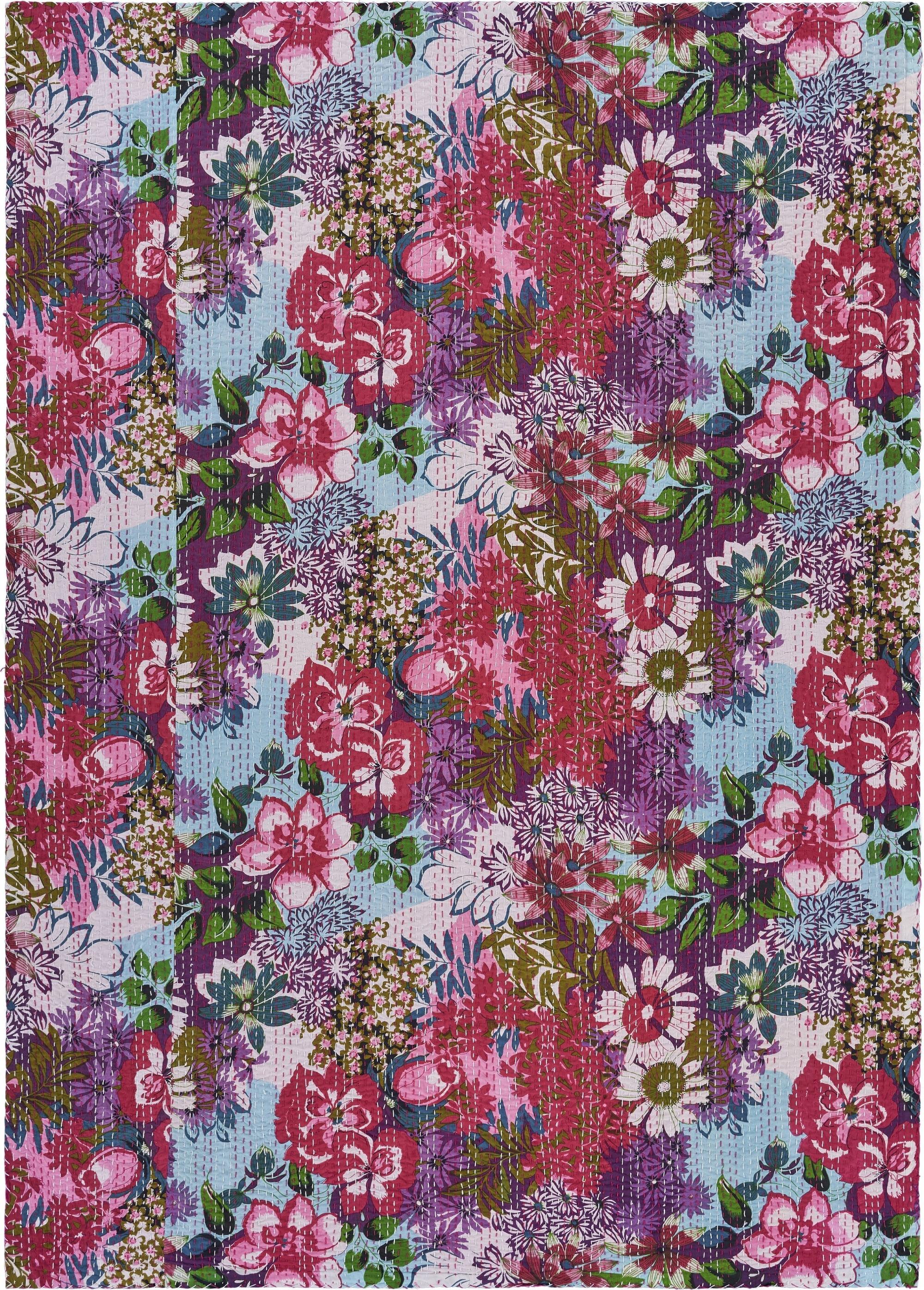 Rajani Home Advika Handmade Kantha Cotton Throw Blanket