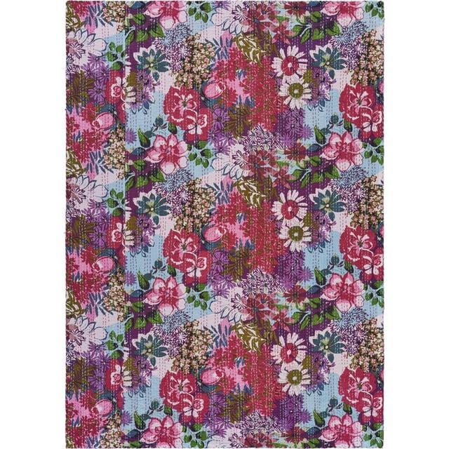 Rajani Home Advika Handmade Kantha Cotton Throw Blanket