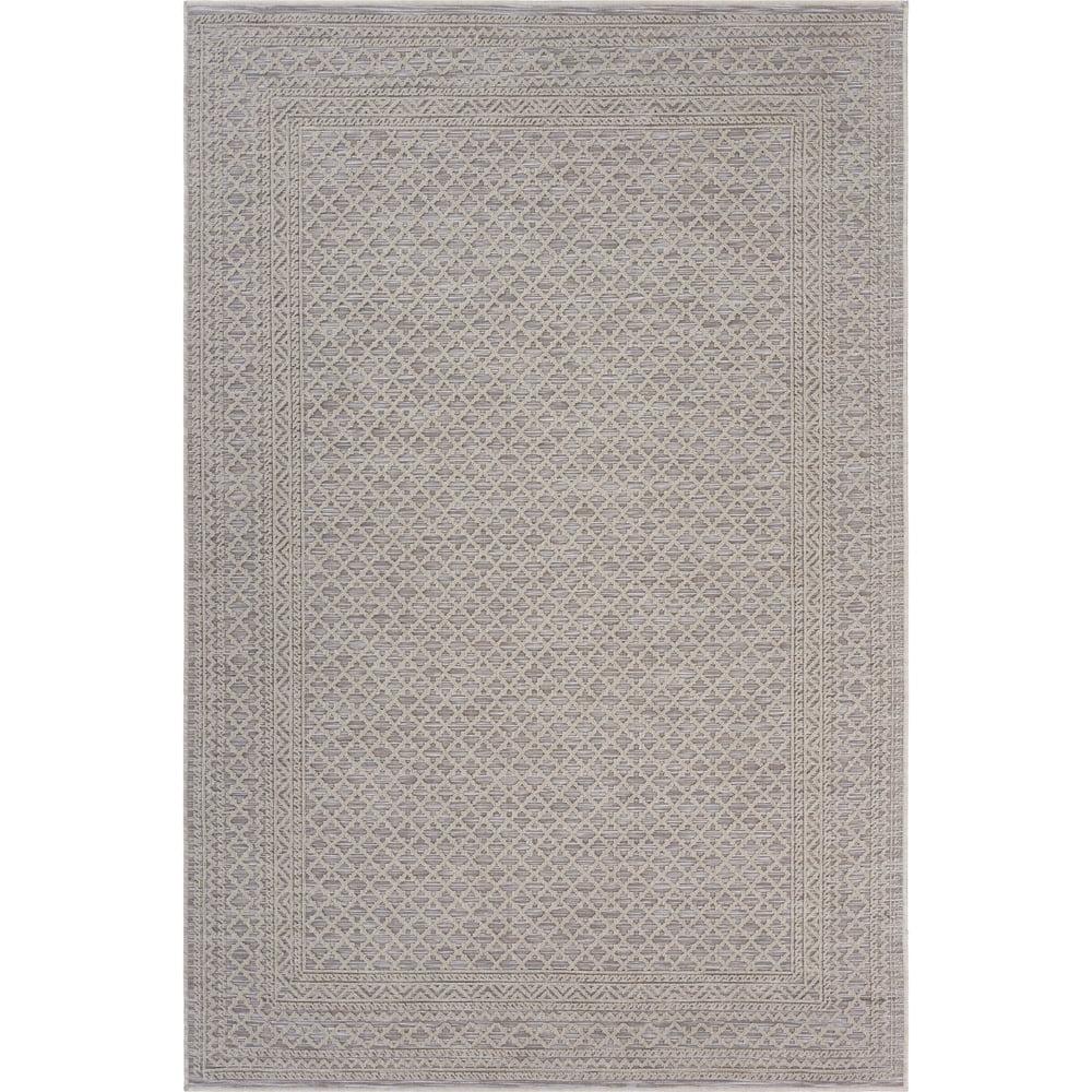LR Home Reese 5' x 7', Gray Trellis Fade, Stain, and Moisture Resistant Indoor/Outdoor Area Rug