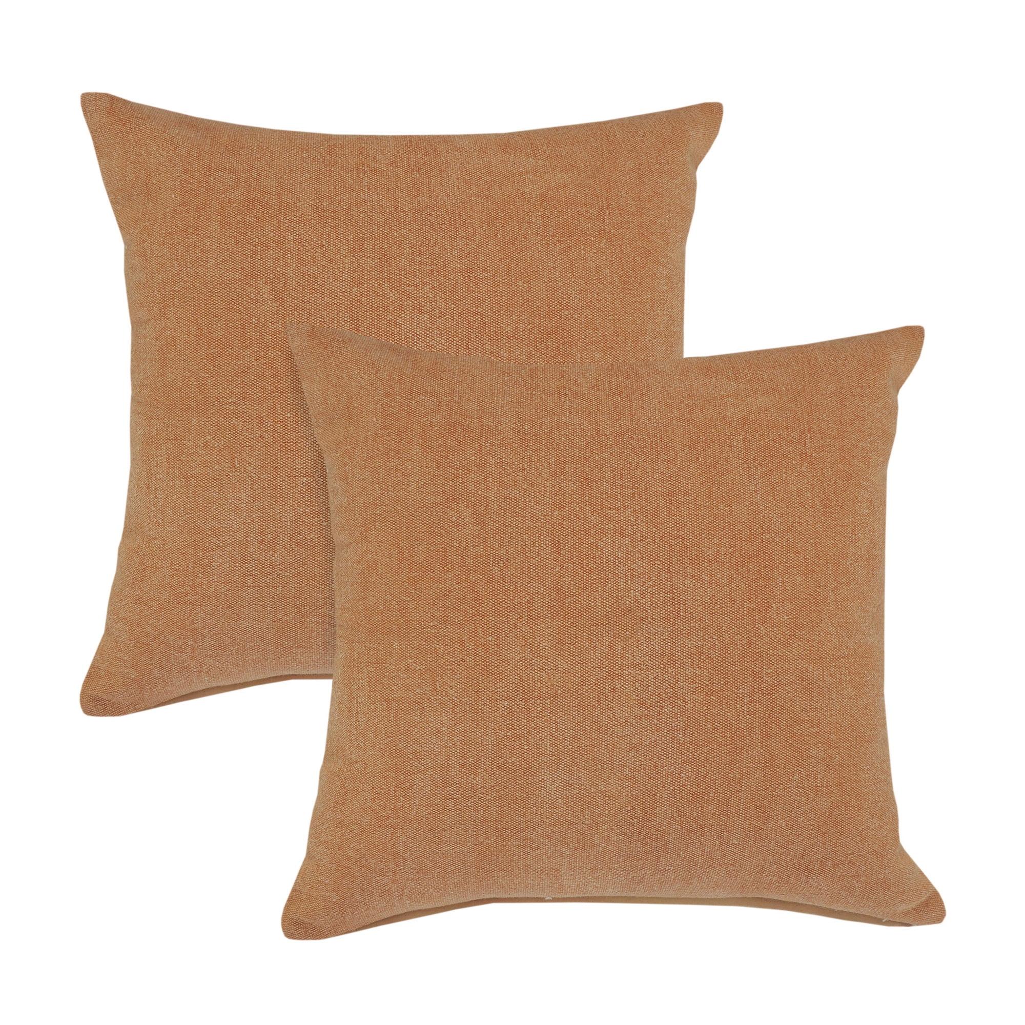 Burnt Orange Cotton Square Throw Pillow Set, 20 x 20