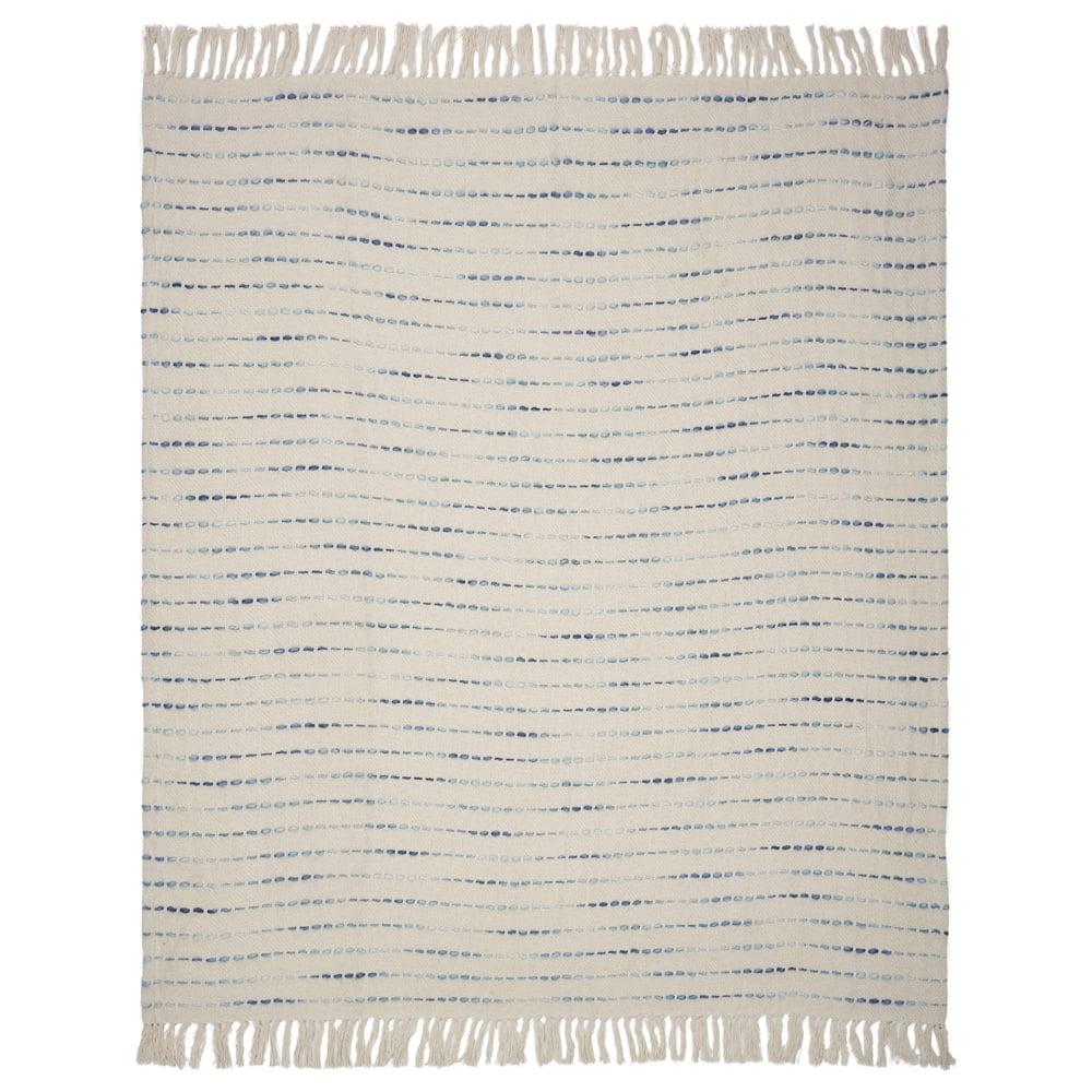 Rajani Home Deep Ombre Striped Handmade Woven Throw Blanket with Fringe
