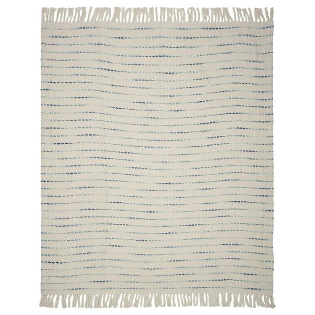 Rajani Home Deep Ombre Striped Handmade Woven Throw Blanket with Fringe