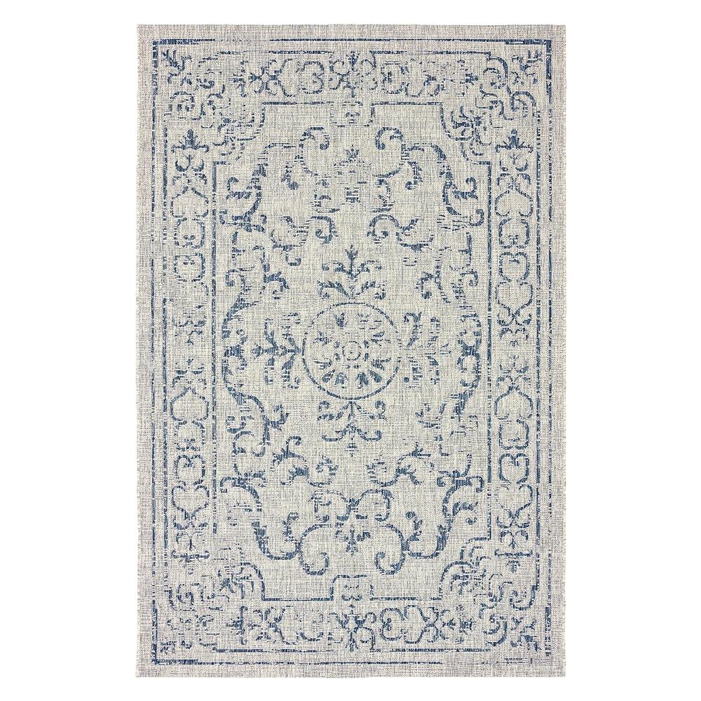 LR Home Victoria 2' x 3' Navy/Gray Medallion Indoor/Outdoor Area Rug