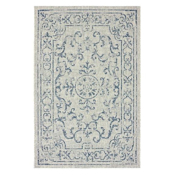 LR Home Victoria 2' x 3' Navy/Gray Medallion Indoor/Outdoor Area Rug