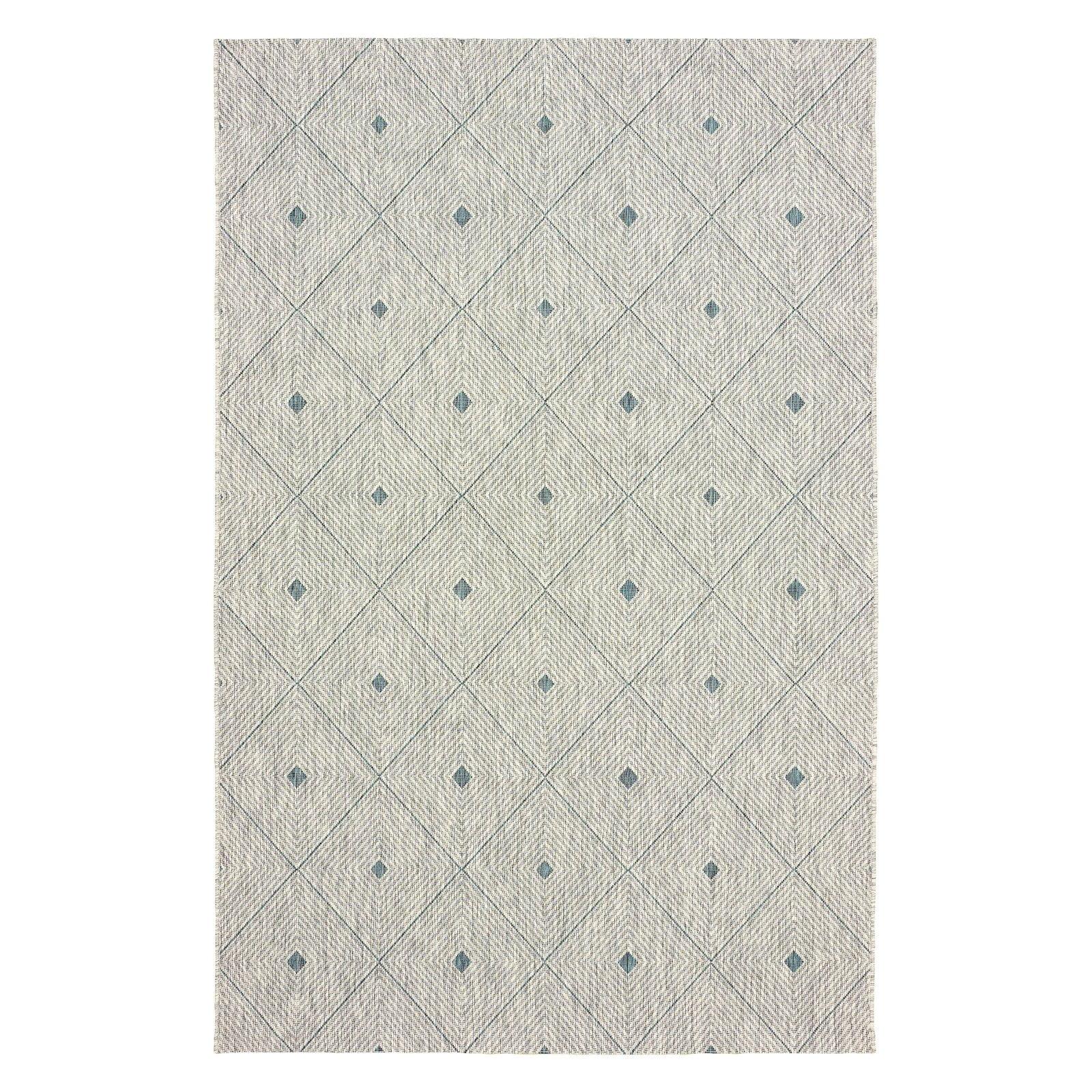 LR Home Victoria 5' x 8' Blue/Gray Diamond Indoor/Outdoor Area Rug