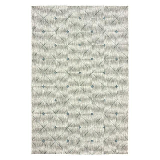 LR Home Victoria 5' x 8' Blue/Gray Diamond Indoor/Outdoor Area Rug