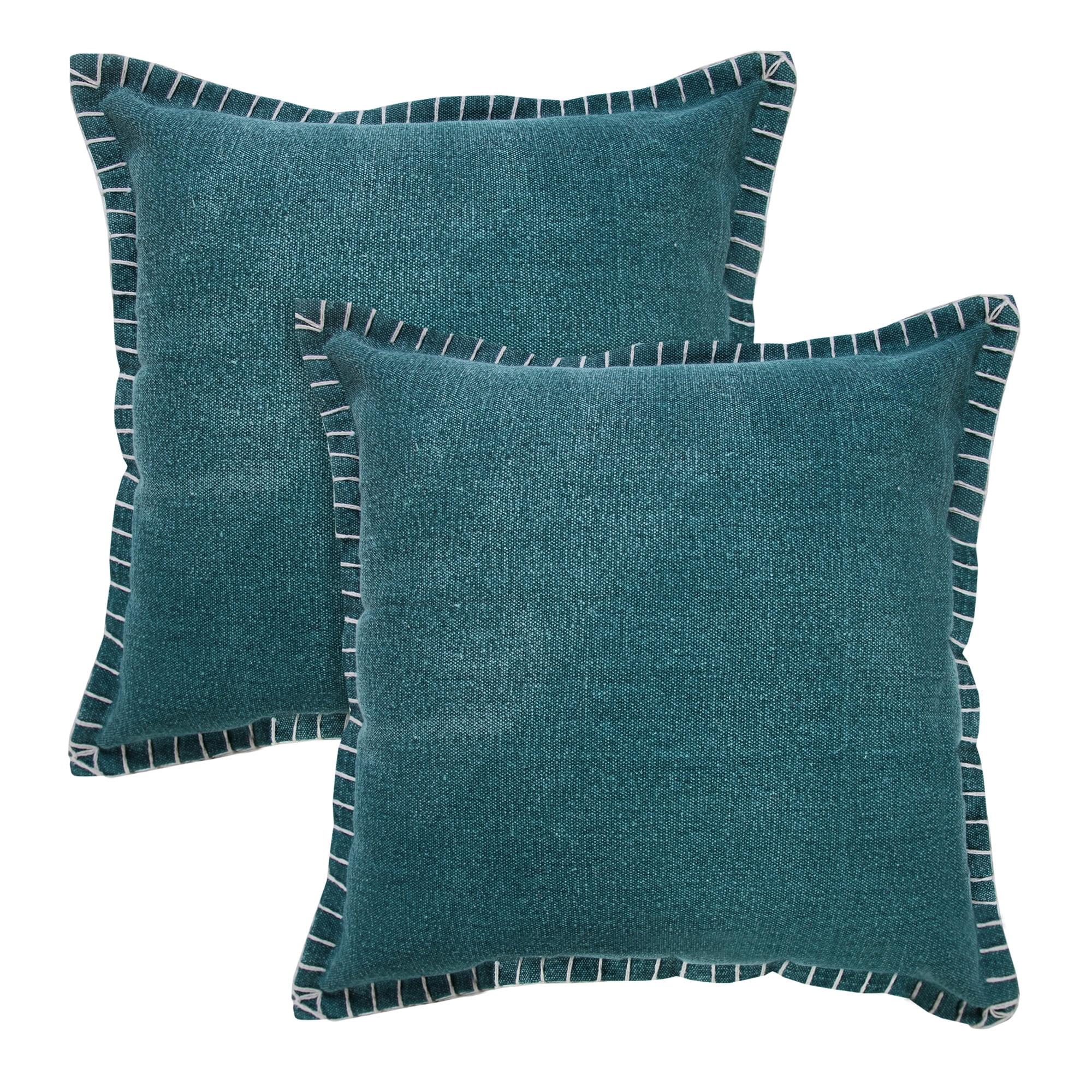 Rajani Home Contemporary Solid Stonewashed Handmade Cotton Throw Pillow Set