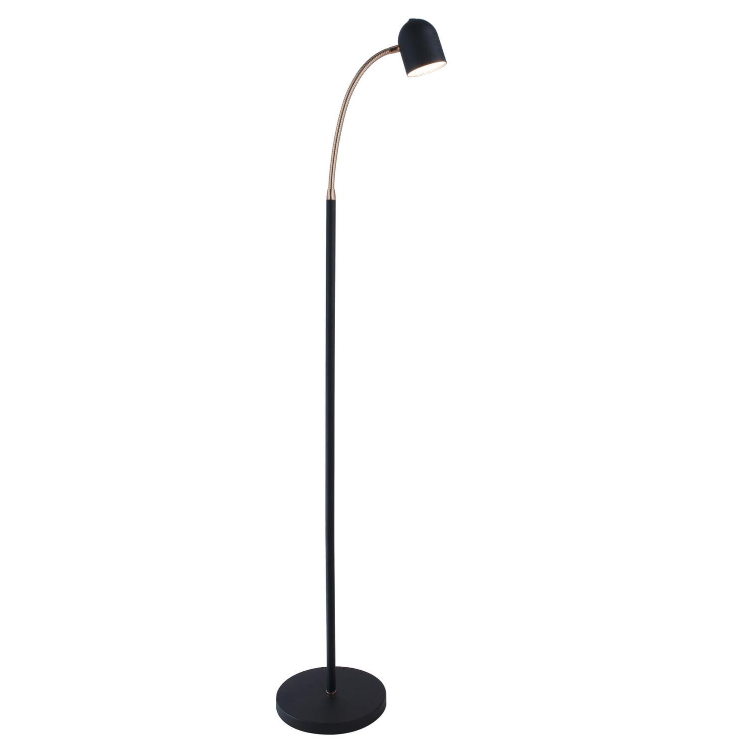 Tiara Arc Adjustable LED Floor Lamp in Black and Antique Brass