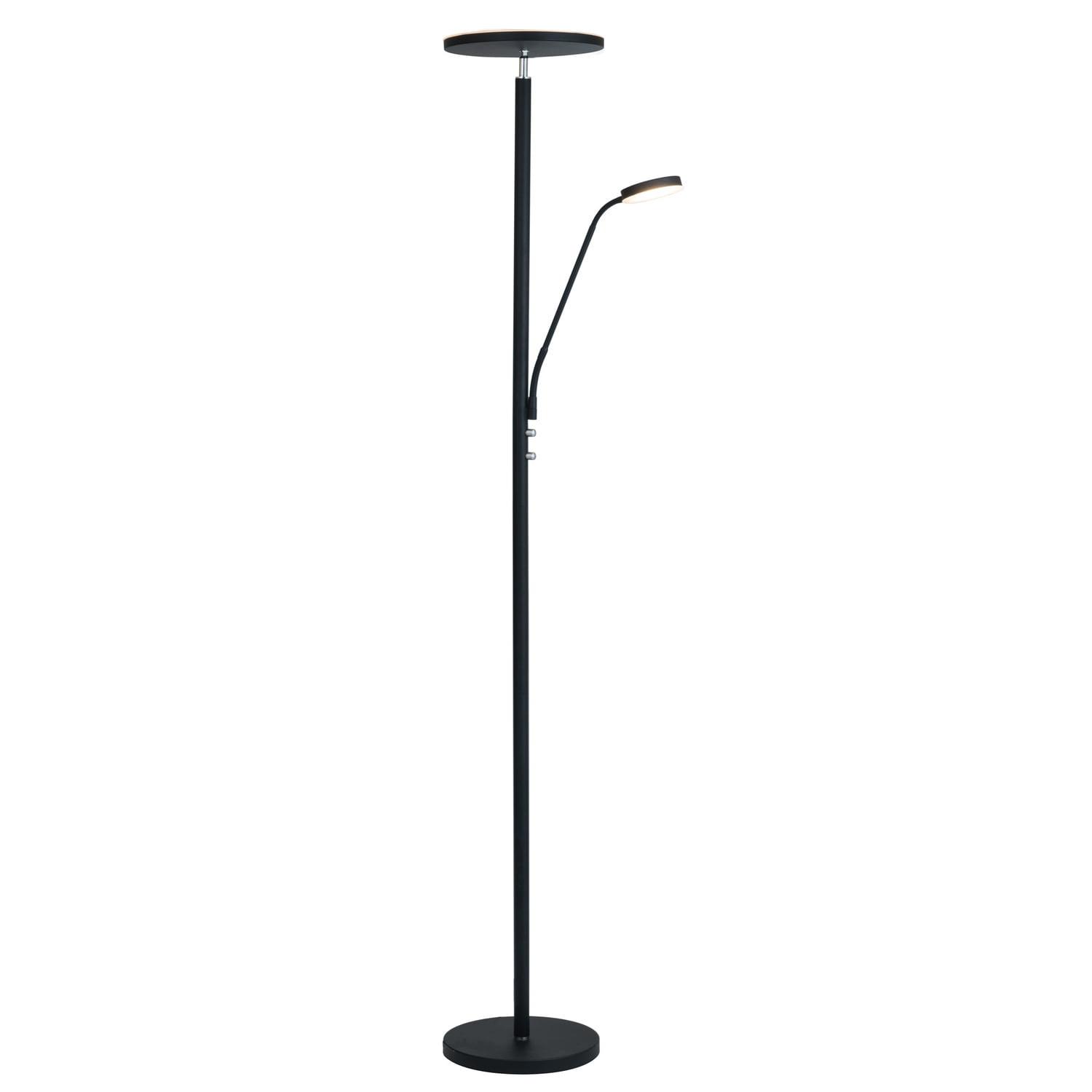 Monet Black Adjustable LED Torchiere Lamp with Reading Light