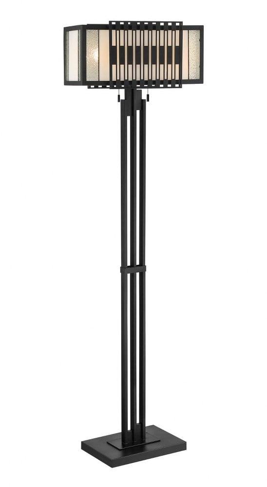 Jaxton Black Stained Glass 62.5" Floor Lamp with Pedestal