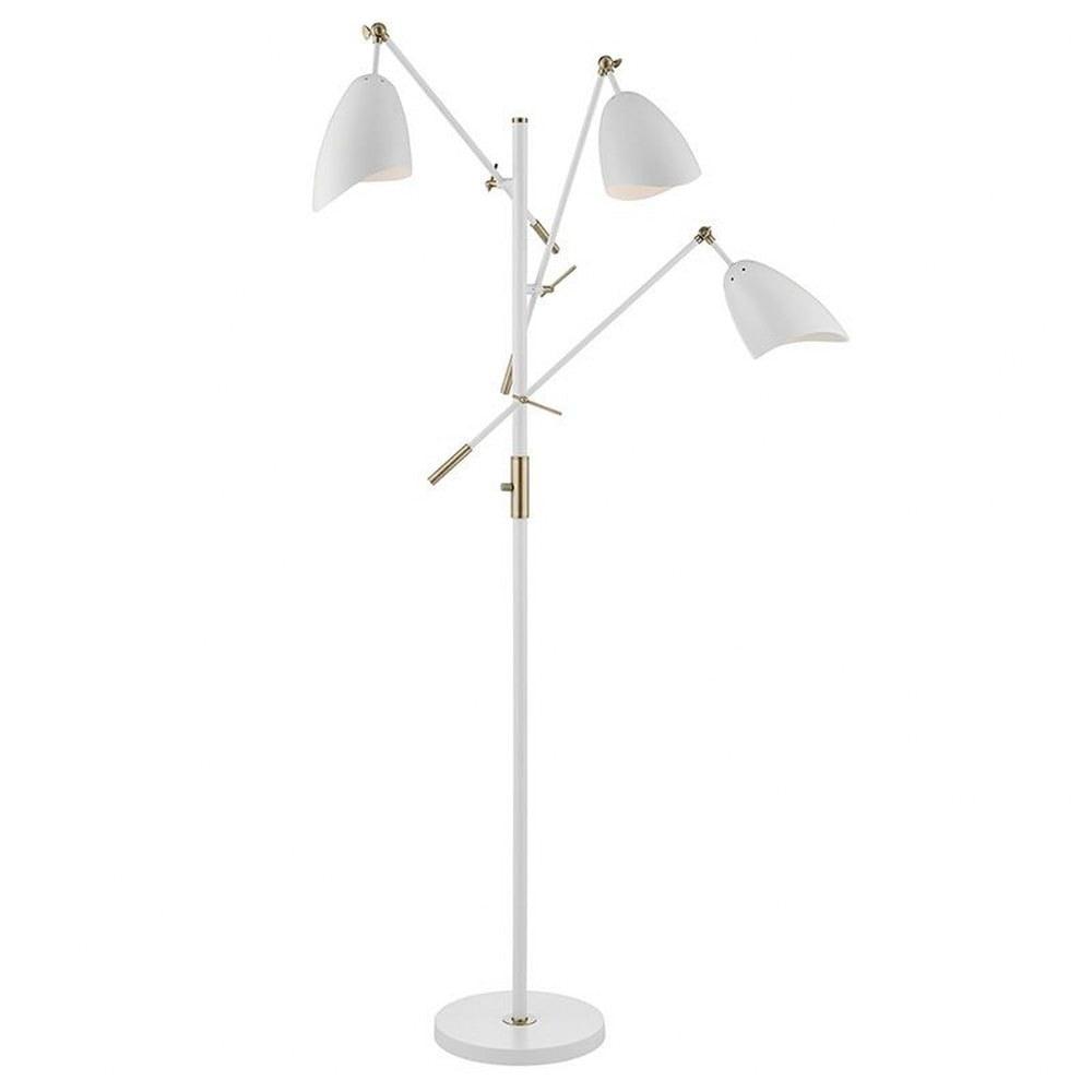 Tanko White Metal 3-Way Switch Floor Lamp, 67.5" Tall
