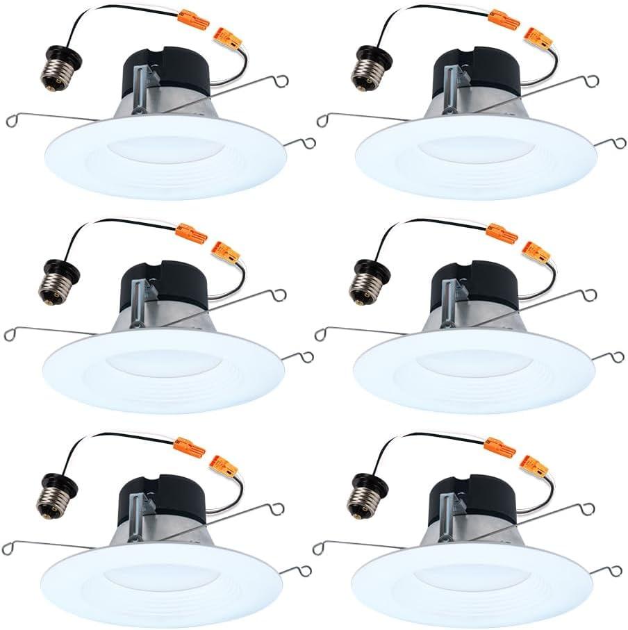 HALO LT 5/6 in. LED Recessed Light Retrofit with Baffle Trim Selectable 5CCT 750-Lumens, 6PK