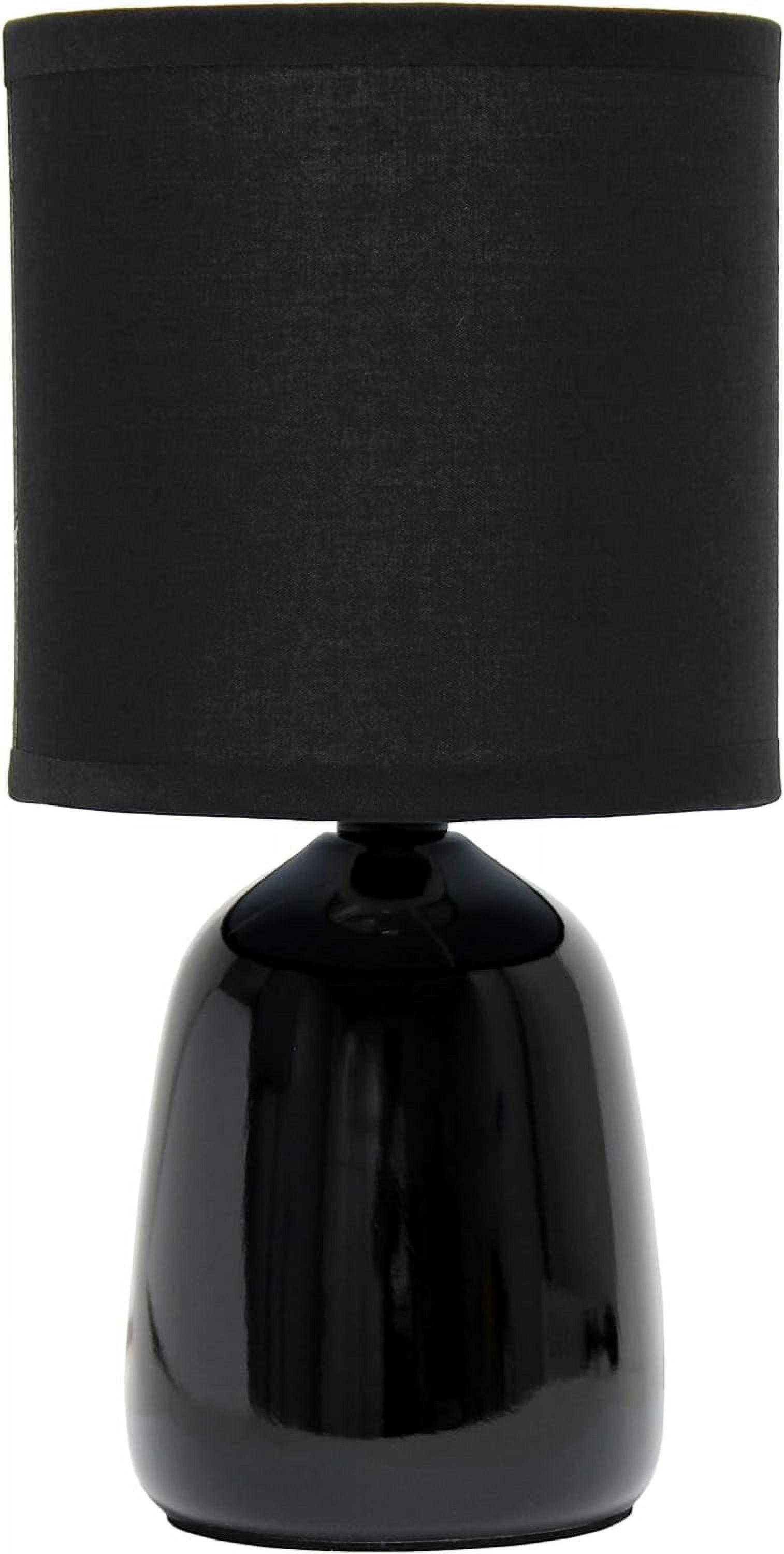 10.04" Traditional Ceramic Thimble Base Bedside Lamp with Fabric Shade - Simple Designs: ETL Listed, No Assembly Required