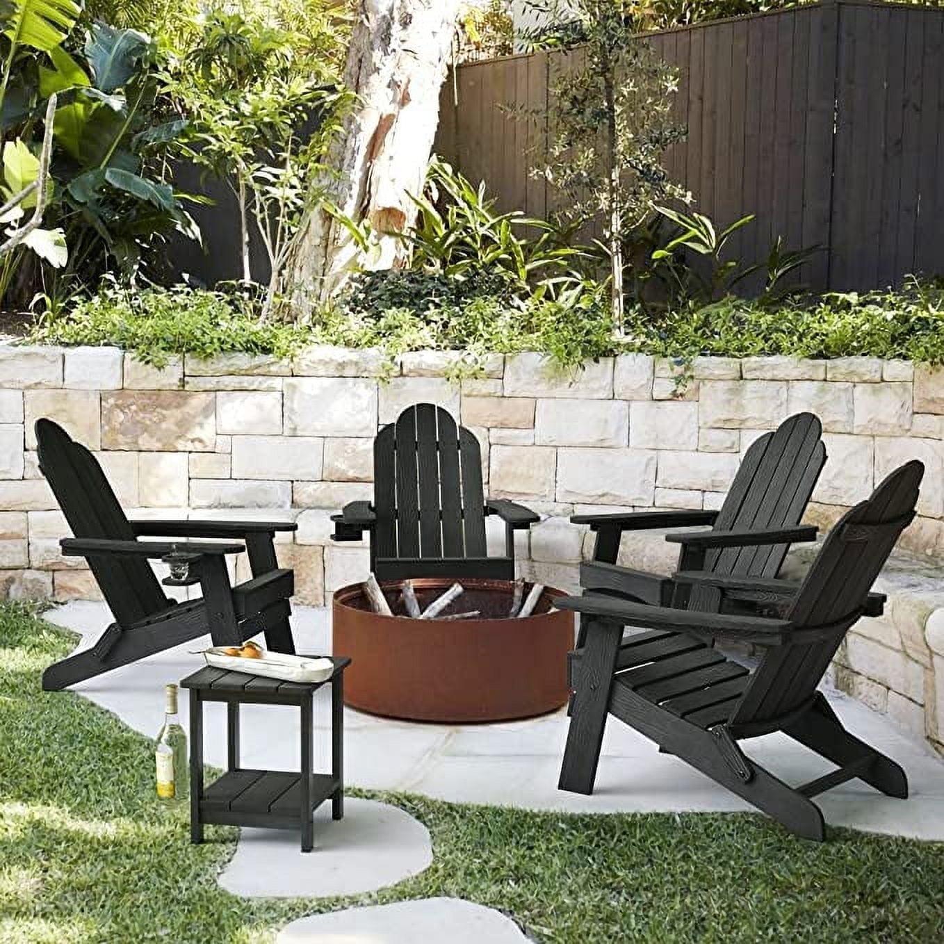 Emerico A Set Of 4 Adirondack Chairs, Foldable Poly Adirondack Chairs, Modern Plastic Adirondack Fire Pit Chairs, Suitable For Terraces, Porches, Decks, Swimming Pools, Gardens, And Backyards
