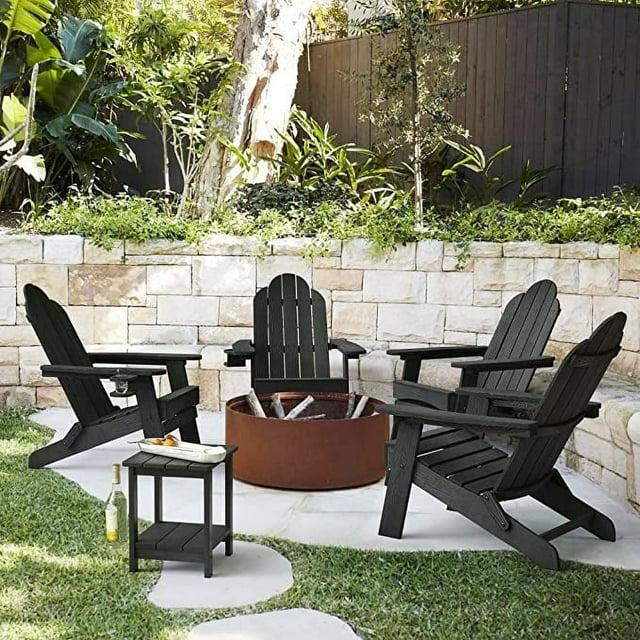 Emerico A Set Of 4 Adirondack Chairs, Foldable Poly Adirondack Chairs, Modern Plastic Adirondack Fire Pit Chairs, Suitable For Terraces, Porches, Decks, Swimming Pools, Gardens, And Backyards