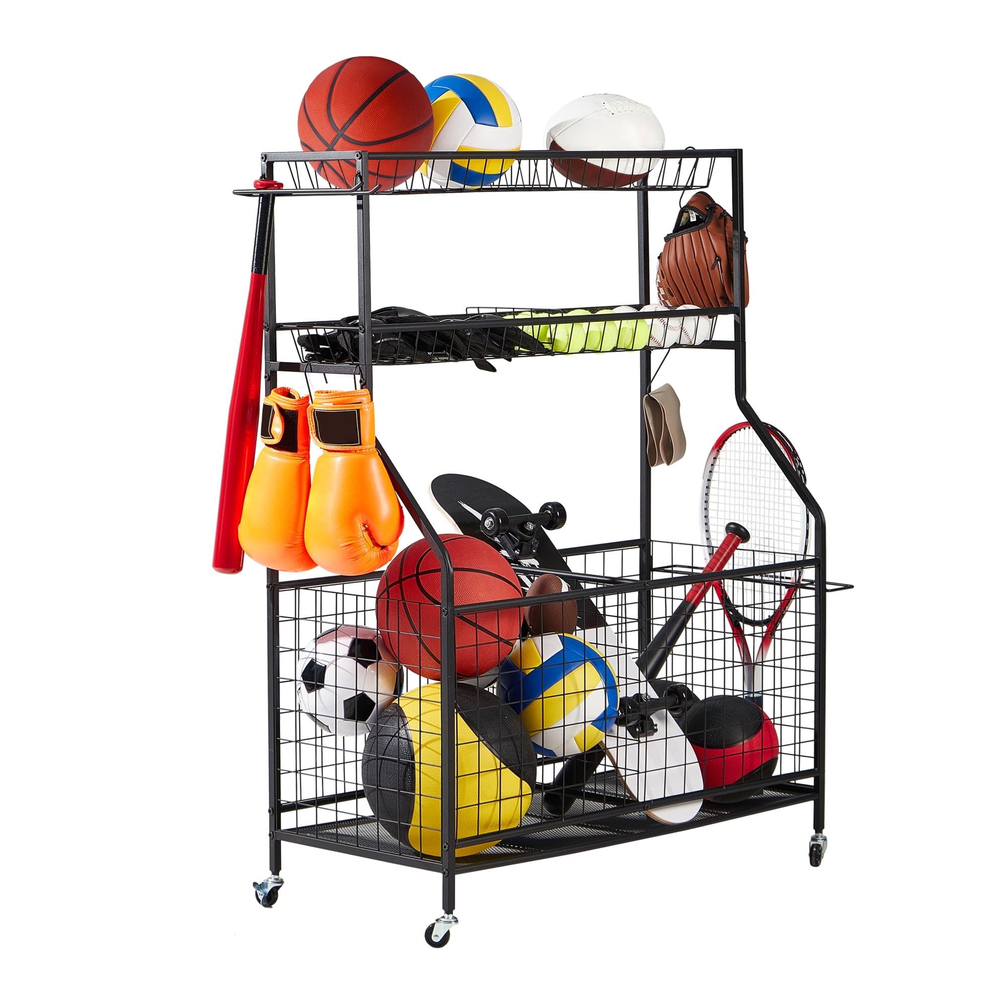 True & Tidy Garage Sports Equipment Organizer with Wheels