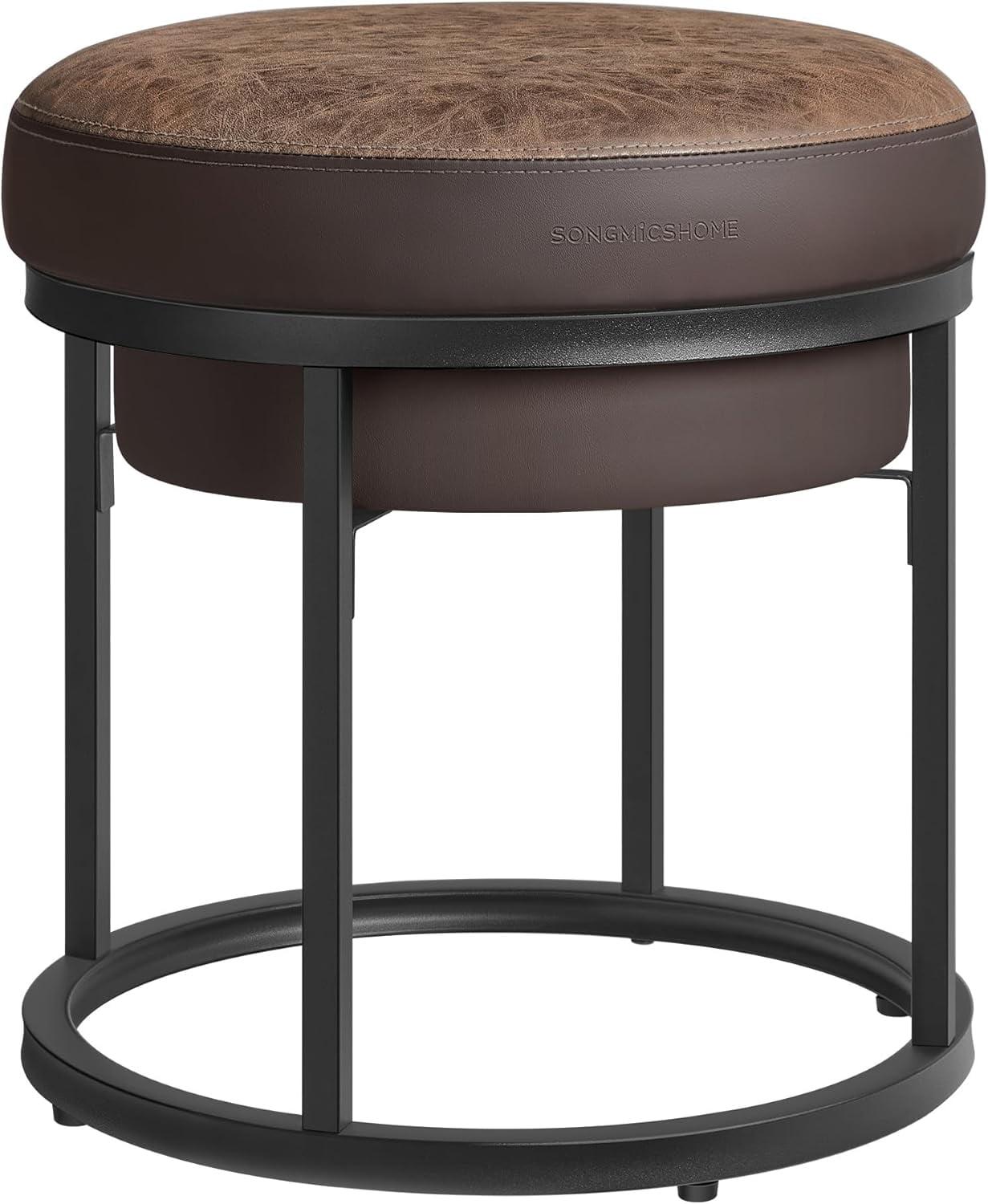 17 Stories Vanity Chair Stool, Footrest, Reversible Top, Side Table, Max. Load 660 Lb, Bedroom Living Room Entryway, Walnut Brown ULOM080K01