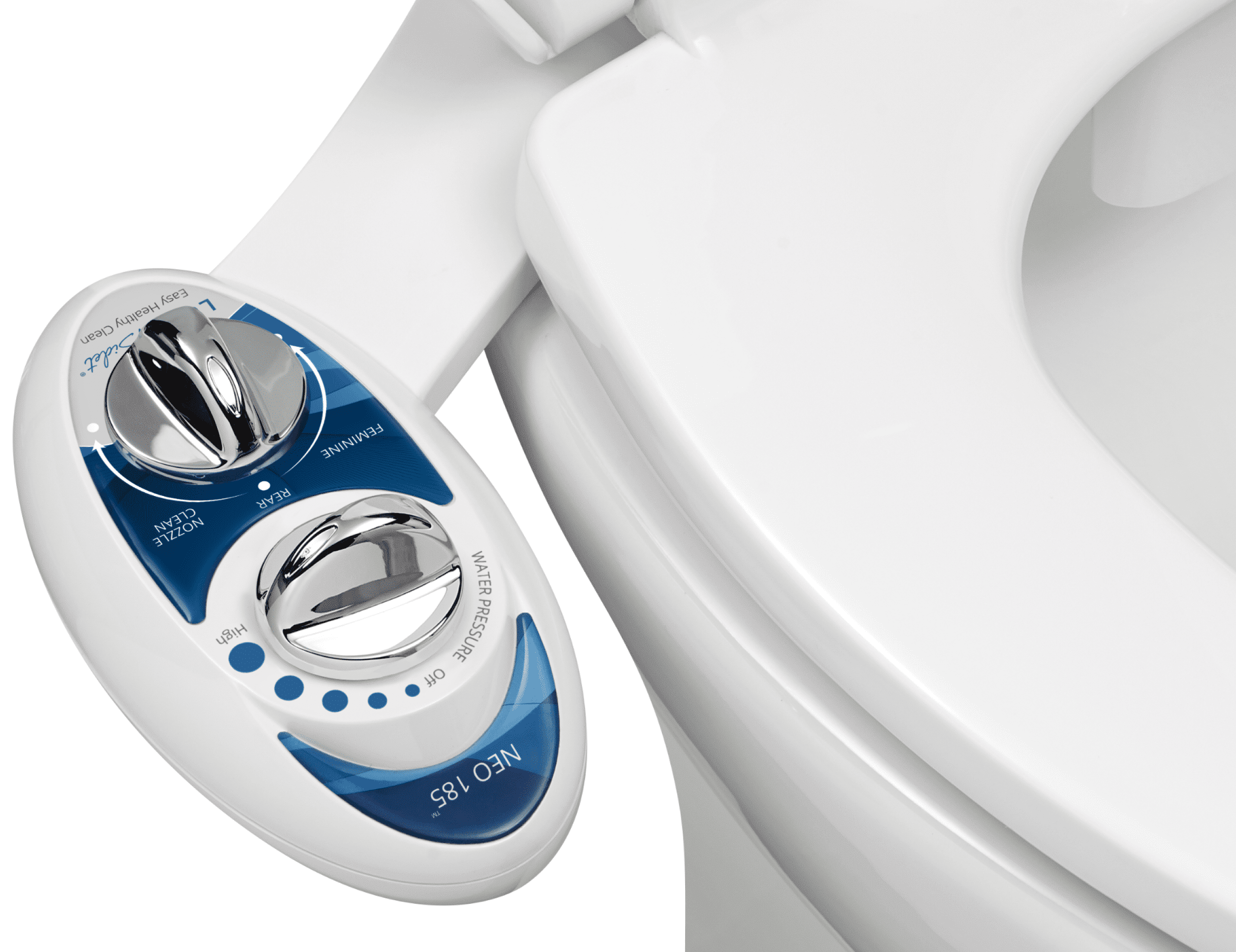 NEO 185 Mechanical Bidet Attachment Blue - LUXE Bidet: Ceramic & Metal, Easy Install, Hygienic Toilet Seat Kit