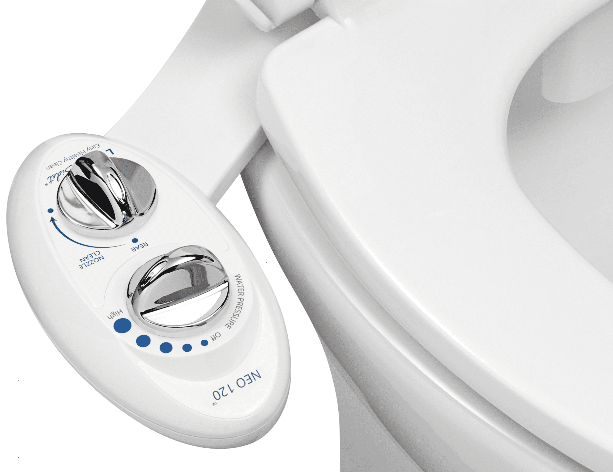 NEO 120 Mechanical Bidet Attachment White - LUXE Bidet: Hygienic Wash, Easy Install, Non-Electric, Ceramic Core