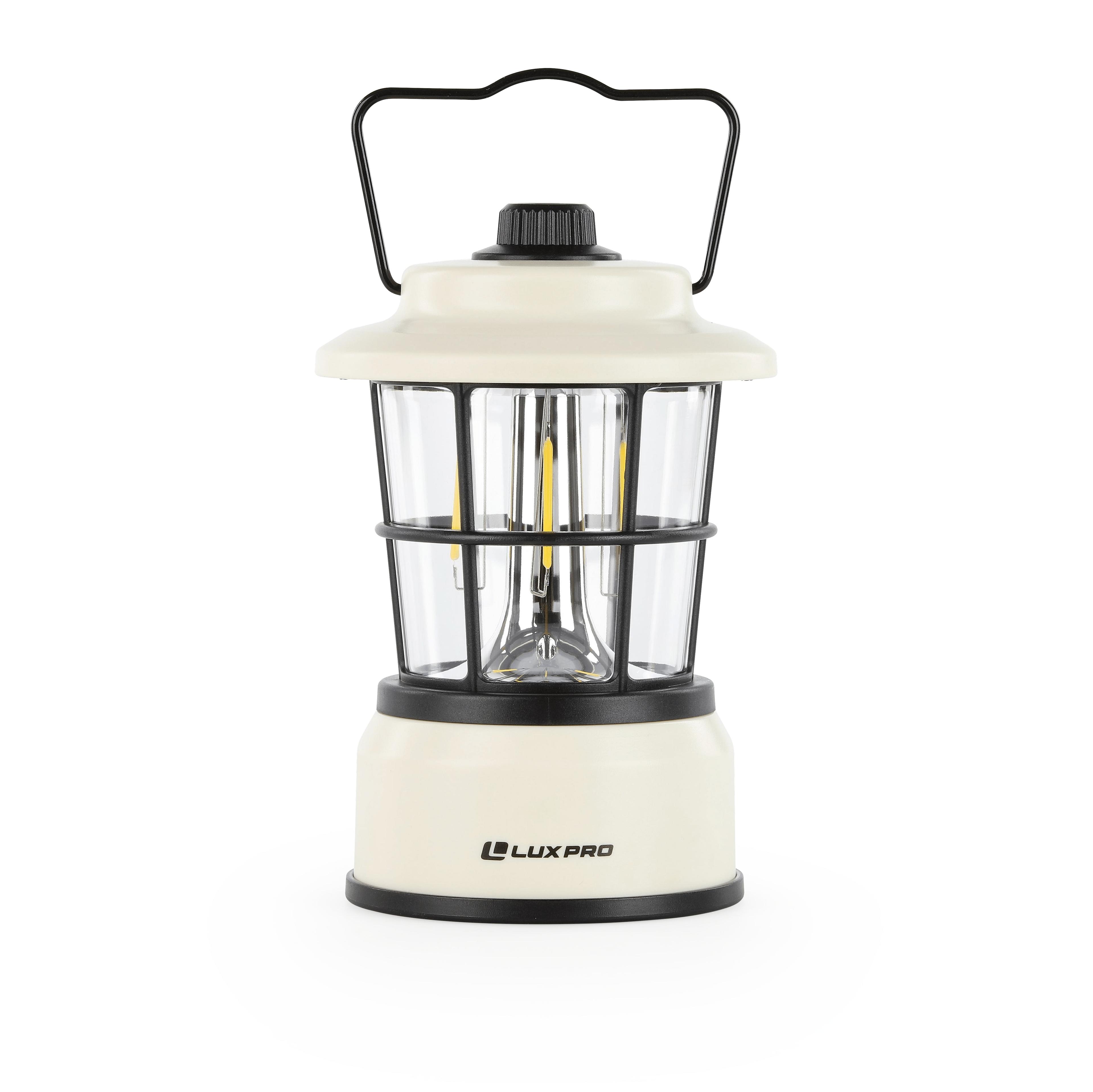 LUXPRO LP1535 265 Lumen Retro LED Lantern - Battery-Powered Emergency Lantern - LED Lamp for Power Outages, Emergency Kit, or Survival Pack - Beige