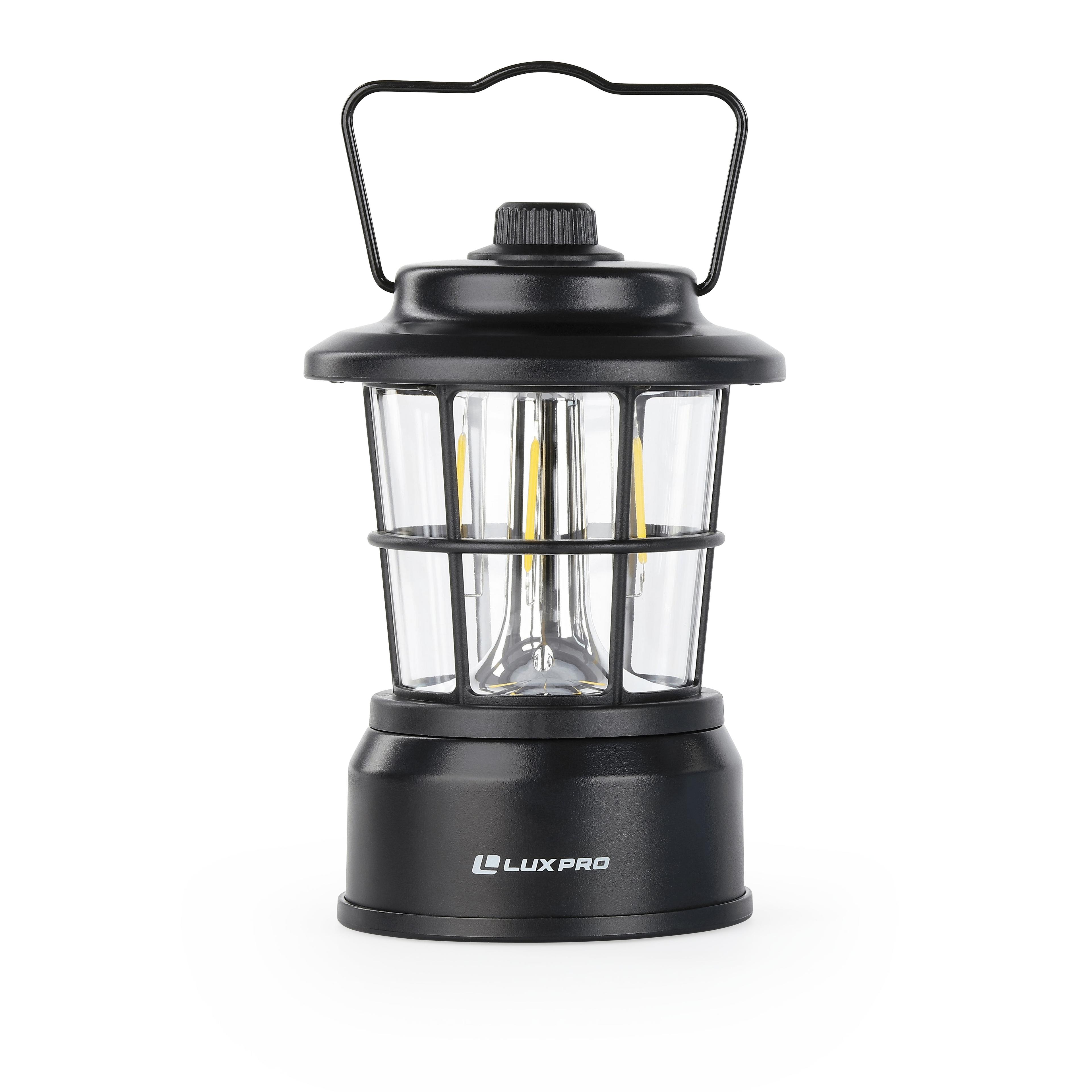 LUXPRO LP1535 265 Lumen Retro LED Lantern - Battery-Powered Emergency Lantern - LED Lamp for Power Outages, Emergency Kit, or Survival Pack - Black