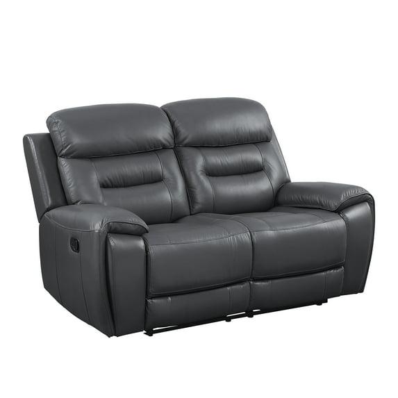 LV00073 - Motion Loveseat, Gray Top Grain Leather - Lamruil