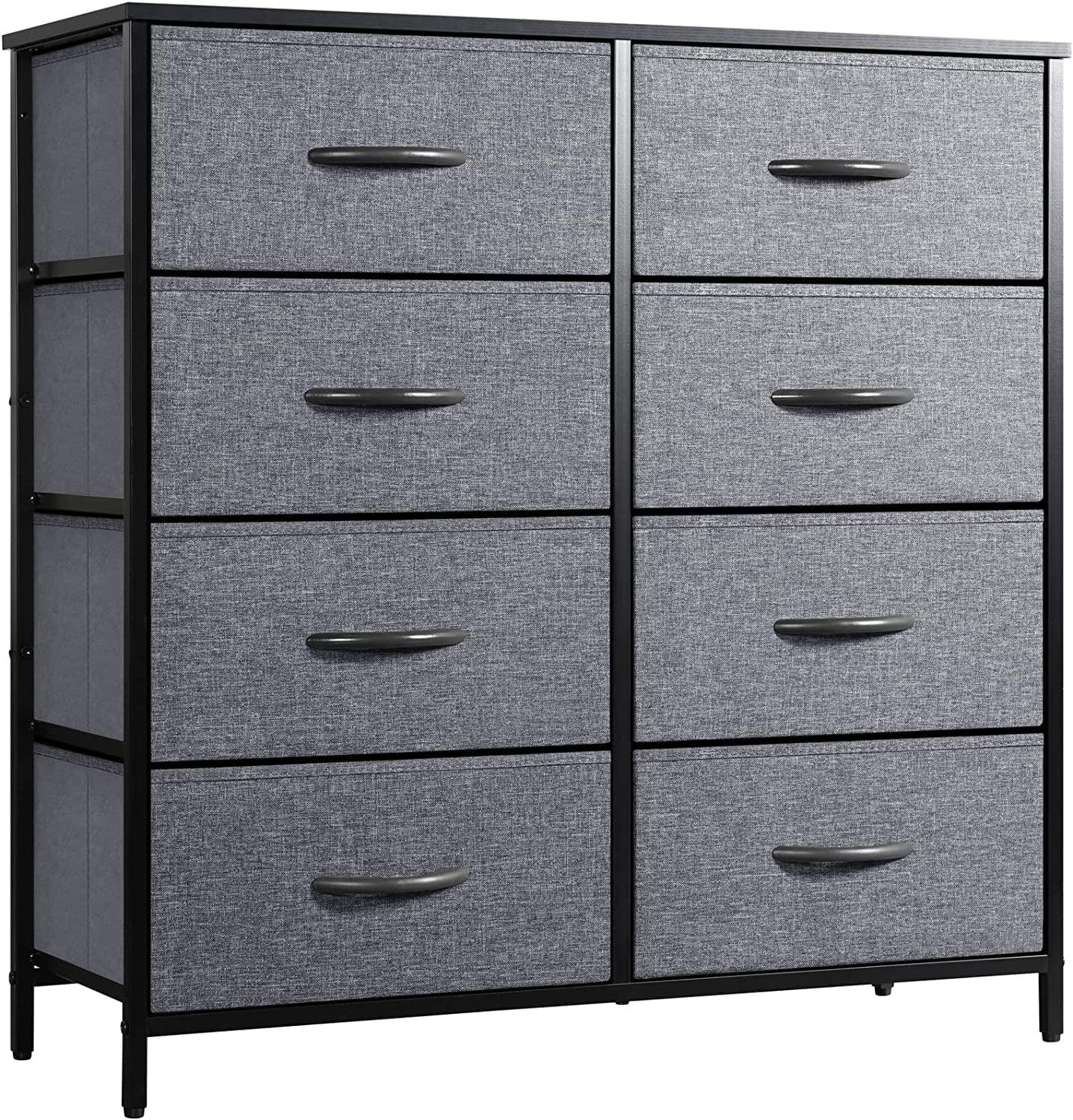 YINTATECH Storage Tower Unit with 8 Drawers - Fabric Dresser with Large Capacity, Organizer Unit for Bedroom, Living Room & Closets - Sturdy Steel Frame, Wooden Top & Easy Pull Fabric Bins (Graphite)