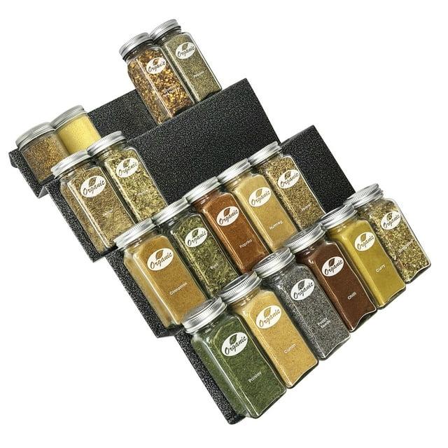 LYNK PROFESSIONAL LYNK PROFESSIONAL® Spice Drawer Organizer - Heavy Gauge Steel 4 Tier Spice Rack - Silver Metallic