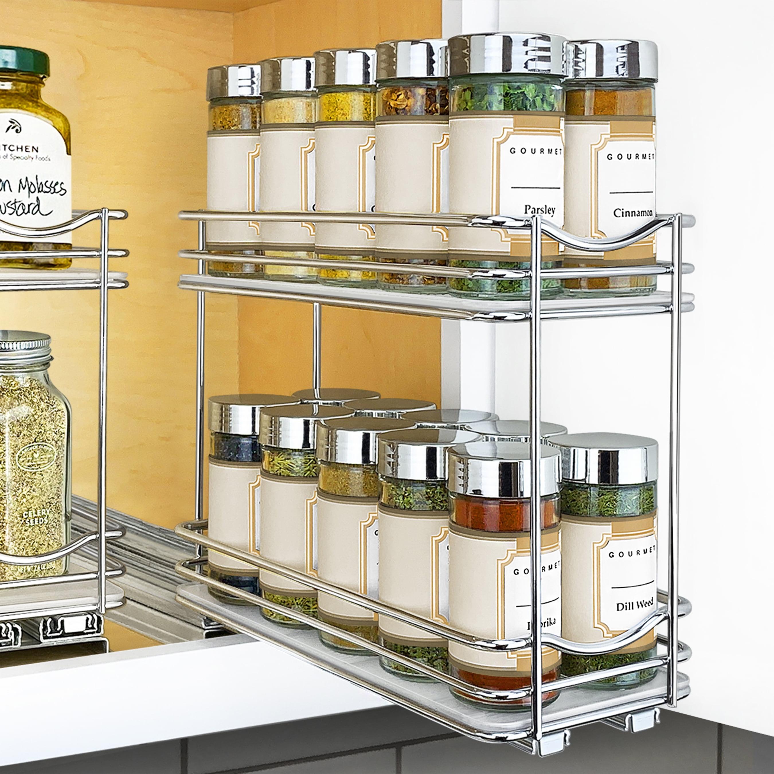 LYNK PROFESSIONAL® Pull Out Spice Rack Organizer for Cabinet - 2 Tier, Chrome