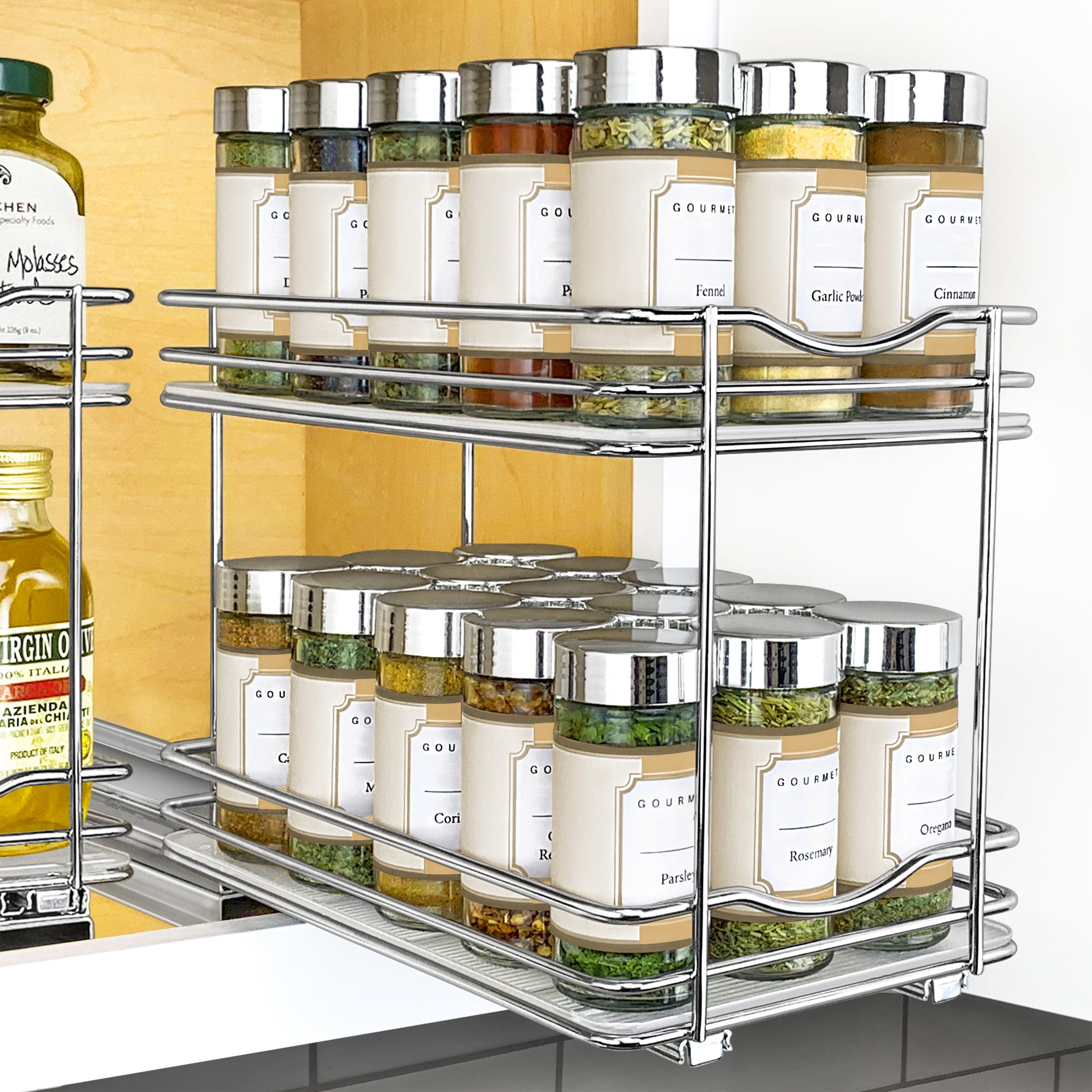 Chrome Double Tier Pull Out Spice Rack Organizer