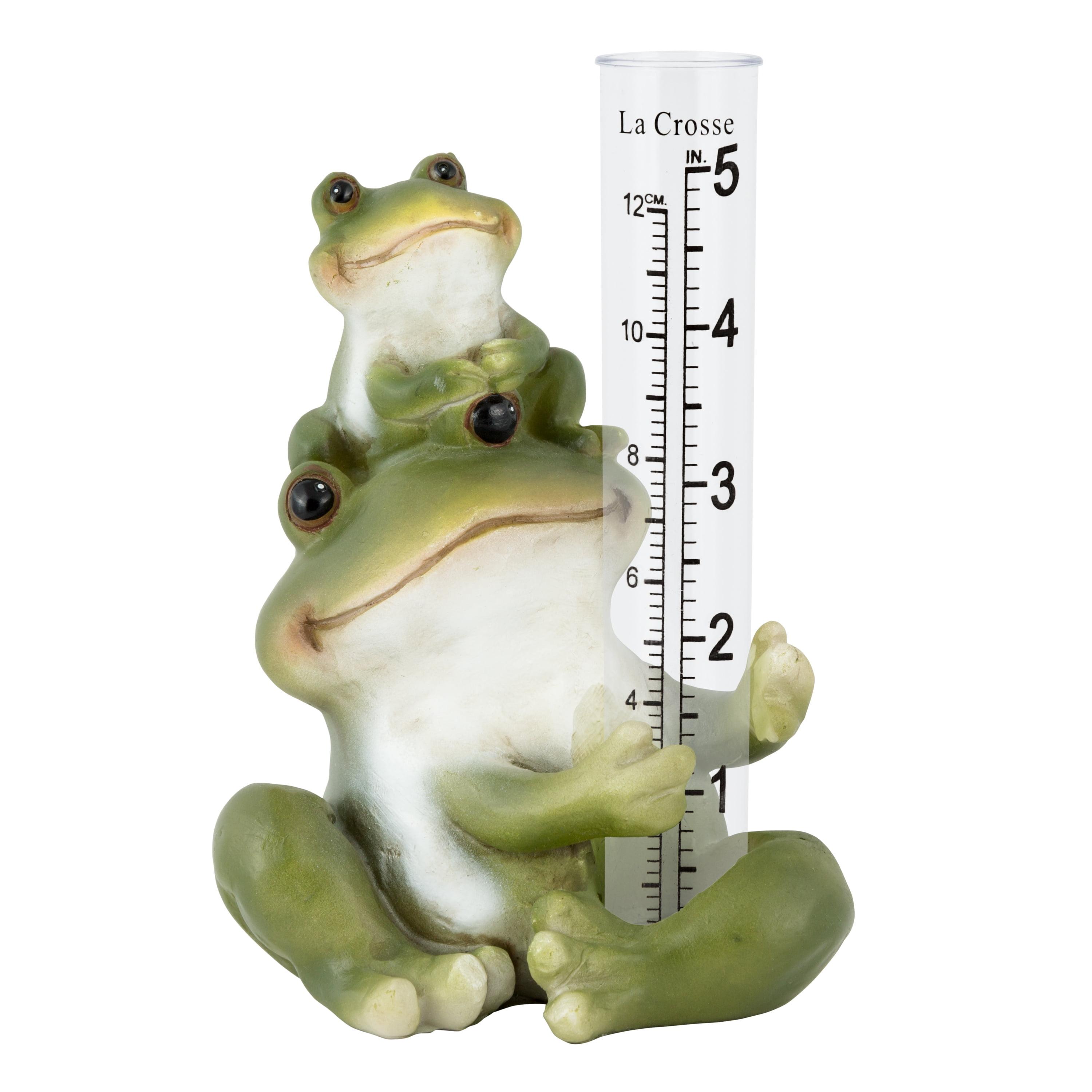 Polyresin Frog Figurine with Acrylic Rain Gauge