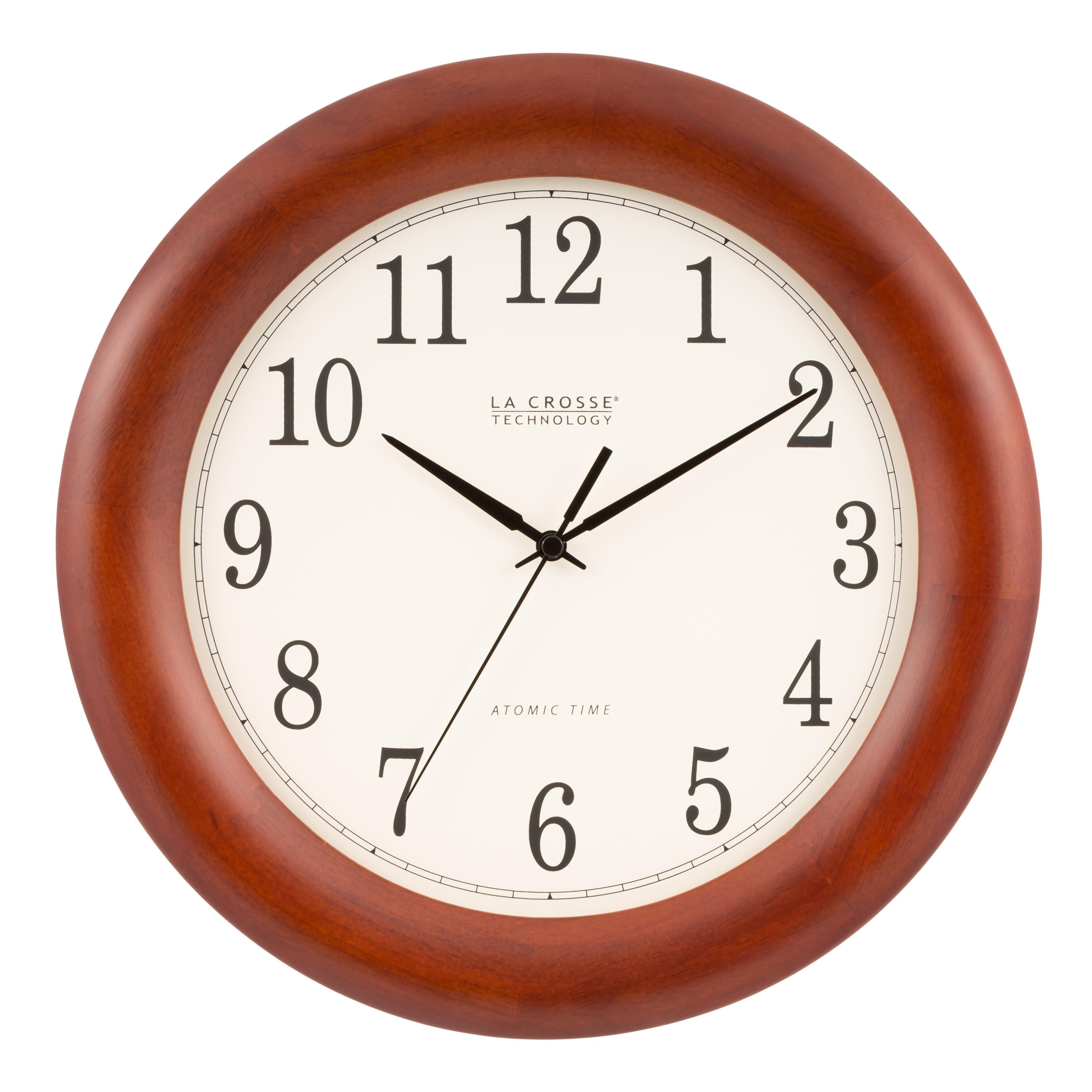 La Crosse Technology 12.5-in. Cherry Finish Oak Wood Atomic Analog Wall Clock, WT-3122A