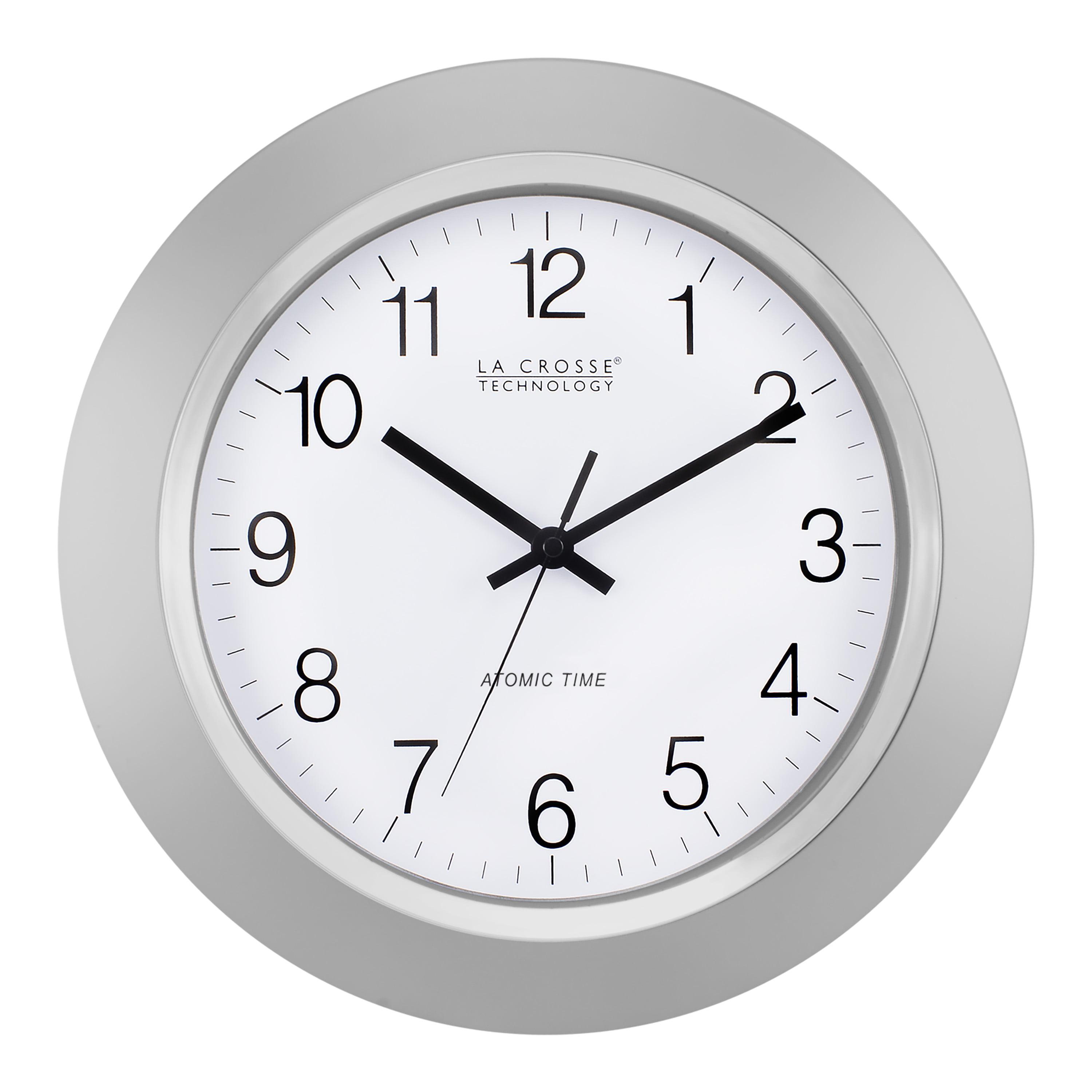 14-Inch Silver Atomic Analog Wall Clock with Black Numerals