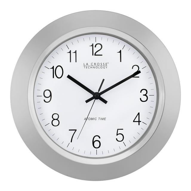 LcXctD WT-3144S 14 Inch Atomic Analog Silver Wall Clock