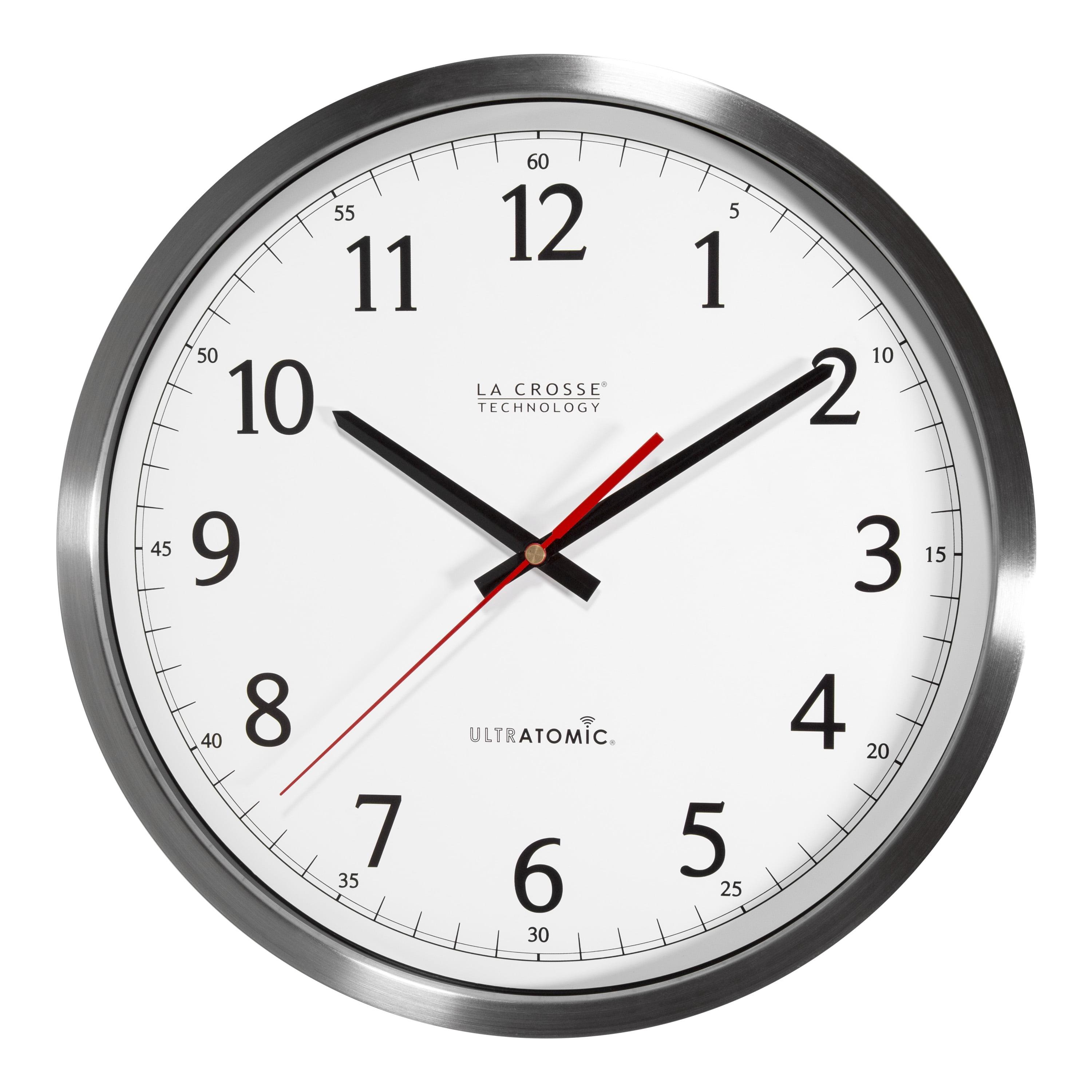 14" Silver UltrAtomic Stainless Steel Analog Wall Clock