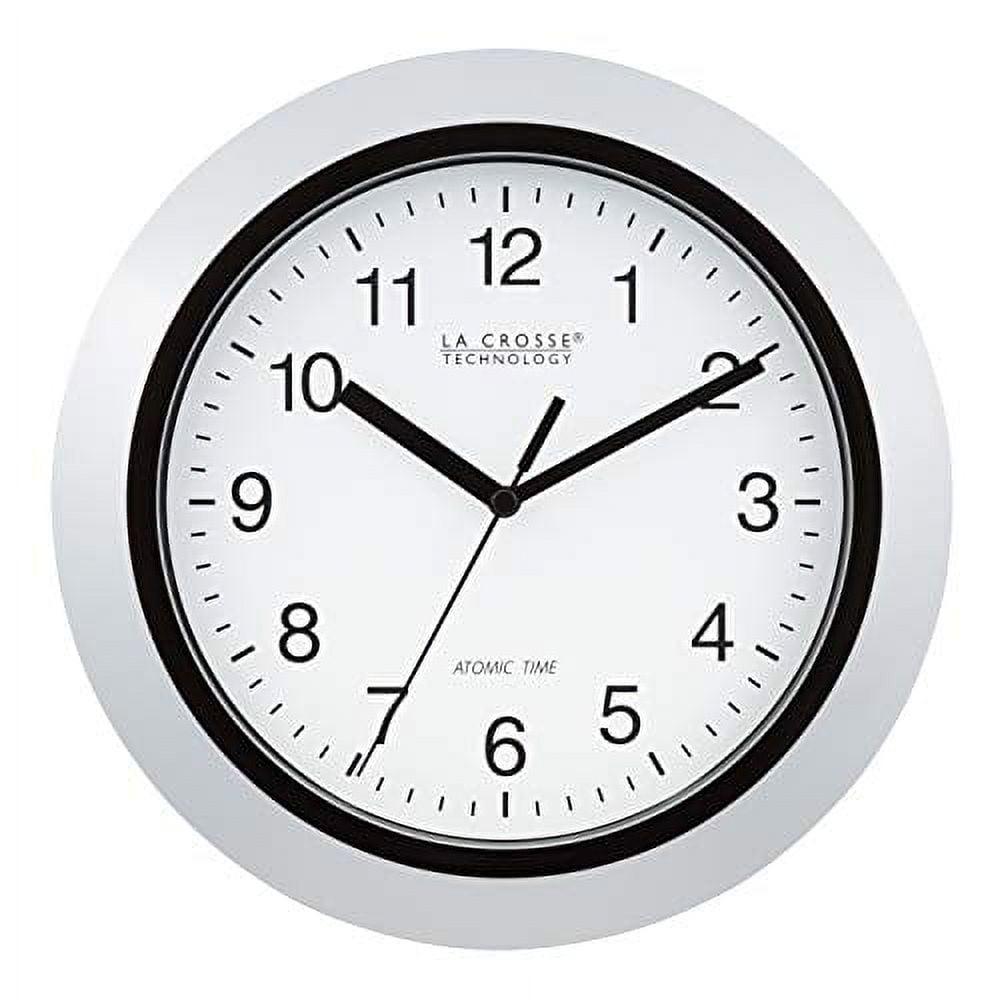 Silver 10'' Atomic Analog Wall Clock with Plastic Frame