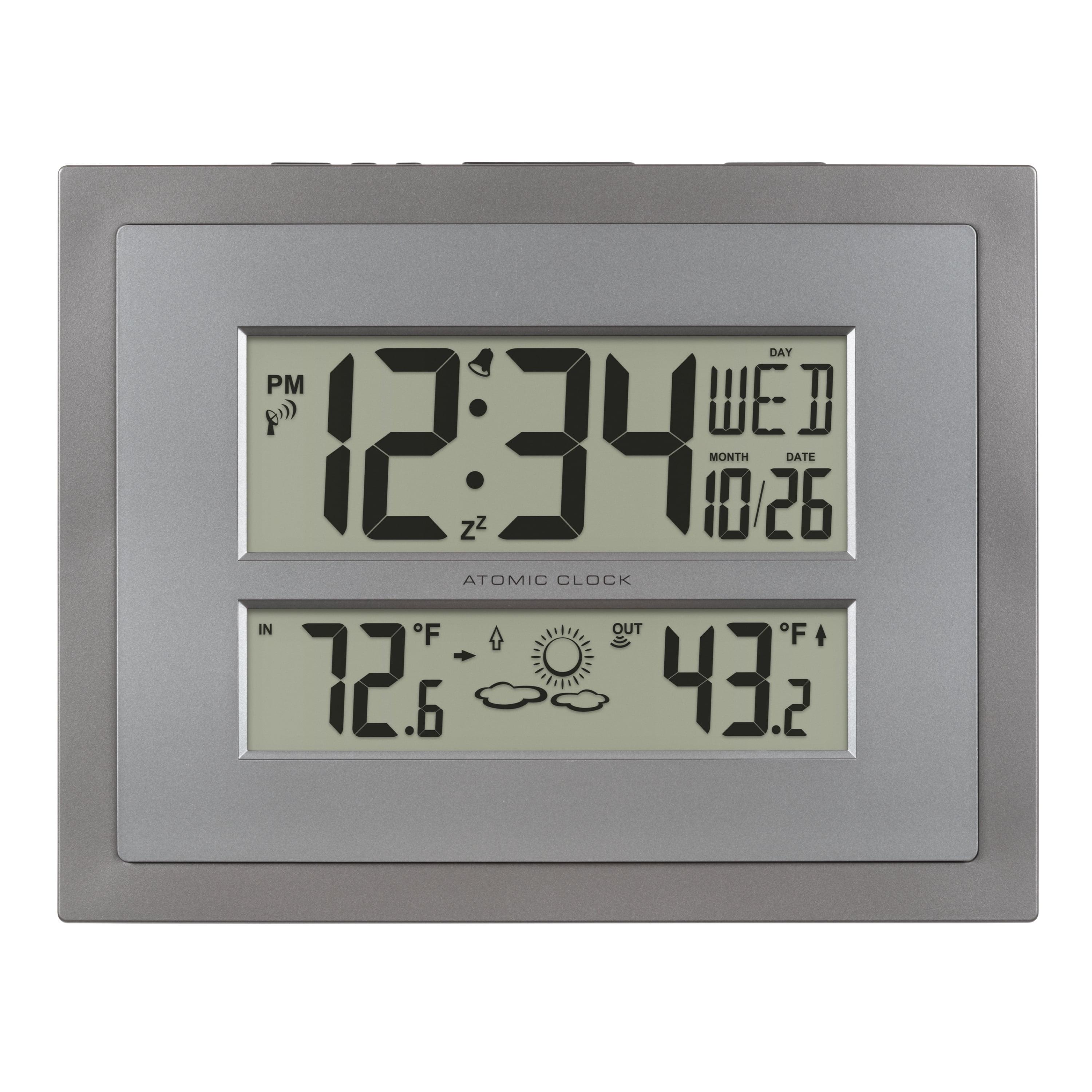 La Crosse Technology Atomic Digital Gray & Silver Contemporary Clock, 512-85937-Int