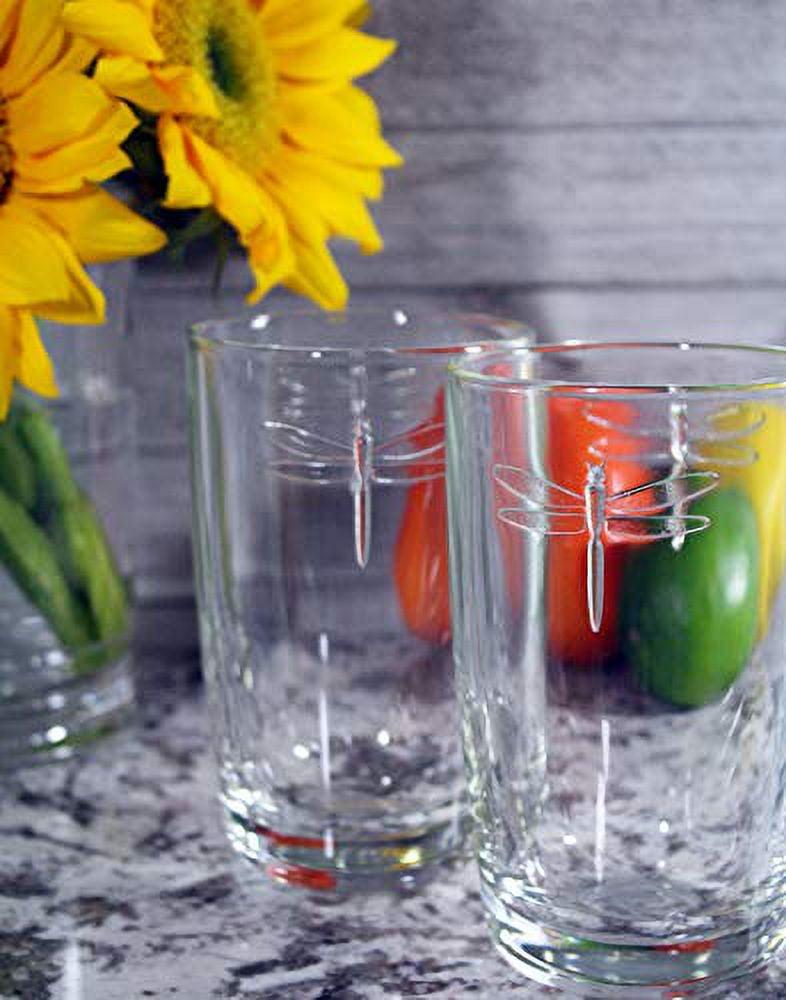 14oz Clear Dragonfly Embossed Highball Glass Set of 6