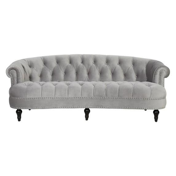 La Rosa 84" Chesterfield Tufted Sofa Opal Grey