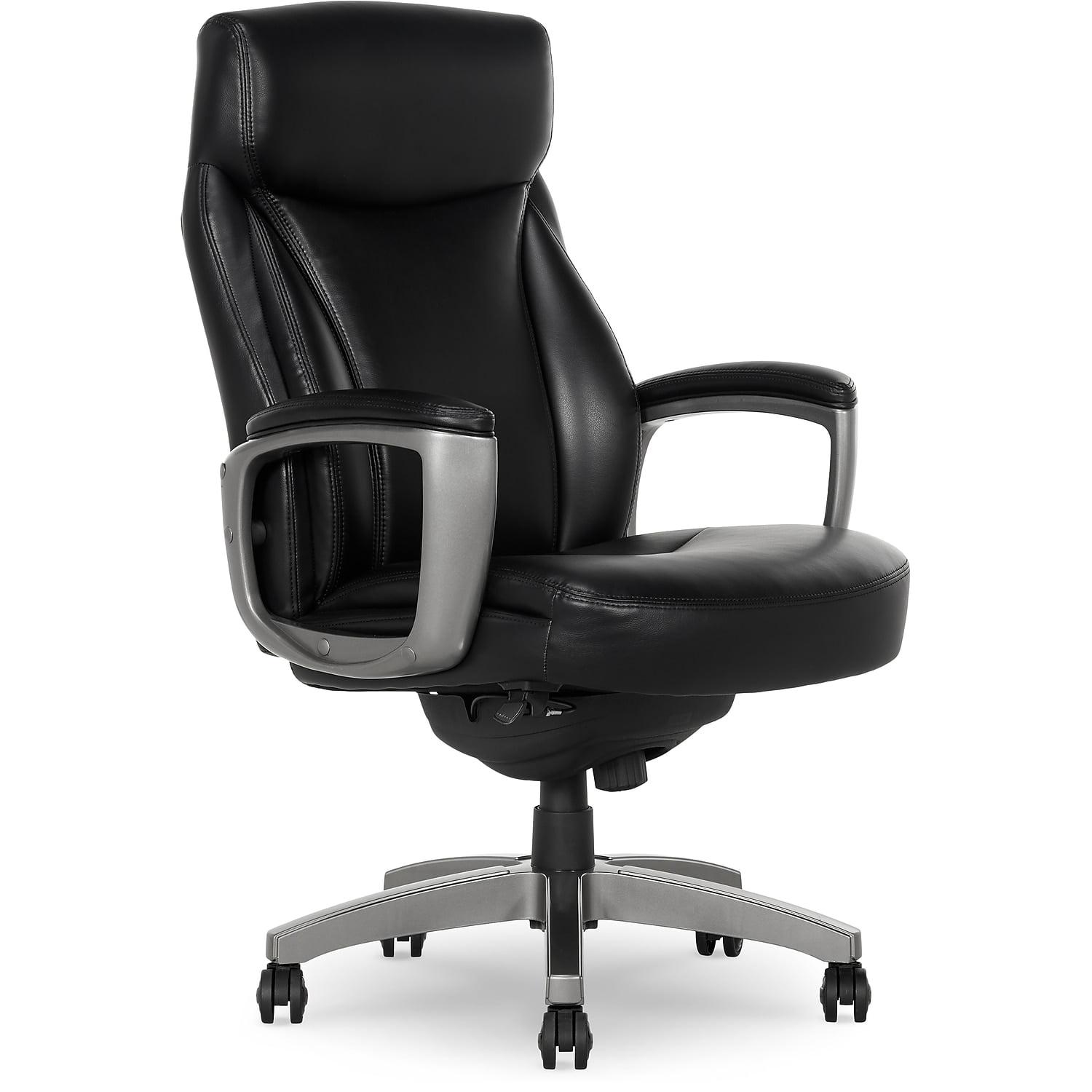 Black Bonded Leather Swivel Executive Chair with Ergonomic Design