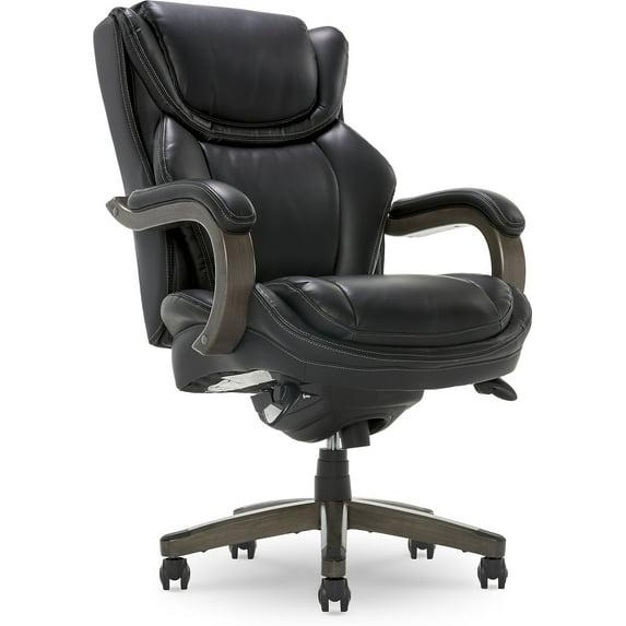 La-Z-Boy La-Z-Boy Harnett Big and Tall Executive Office Chair, Ergonomic High-Back Chair with Solid Wood Arms, ComfortCore with Memory Foam Cushions, Bonded Leather