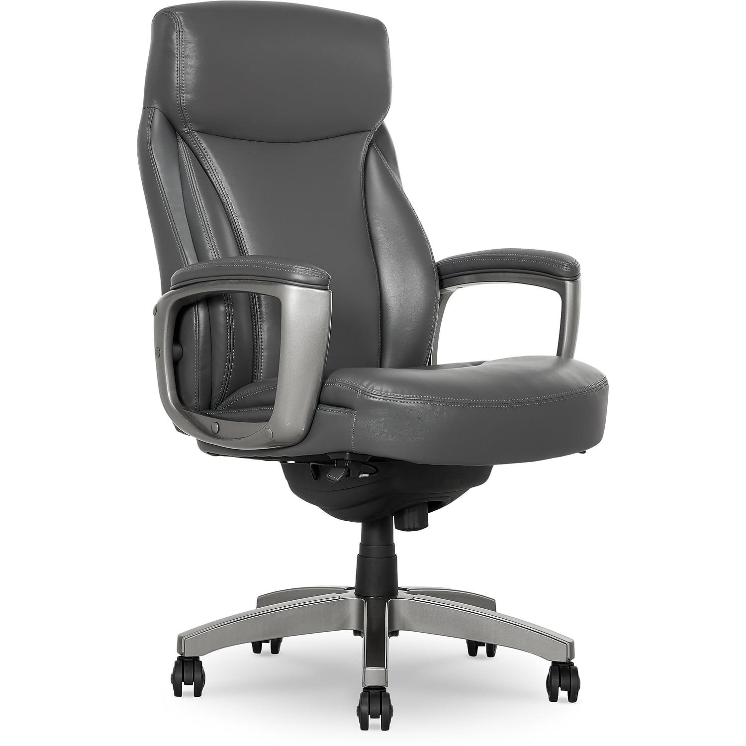 Gray Bonded Leather Ergonomic Executive Swivel Chair