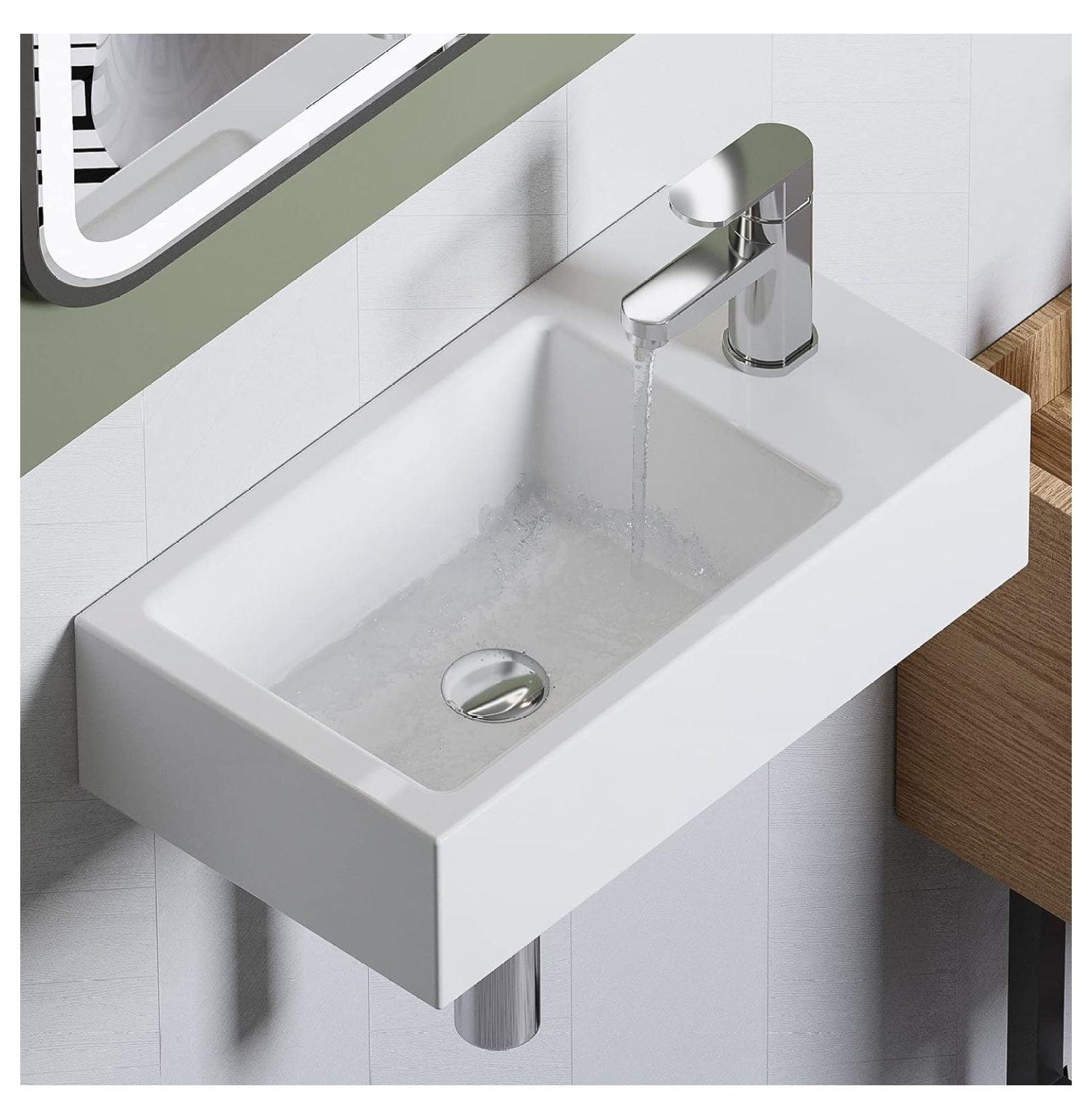 HOROW 9.75'' Ceramic Rectangular Hole Wall Mount Bathroom Sink