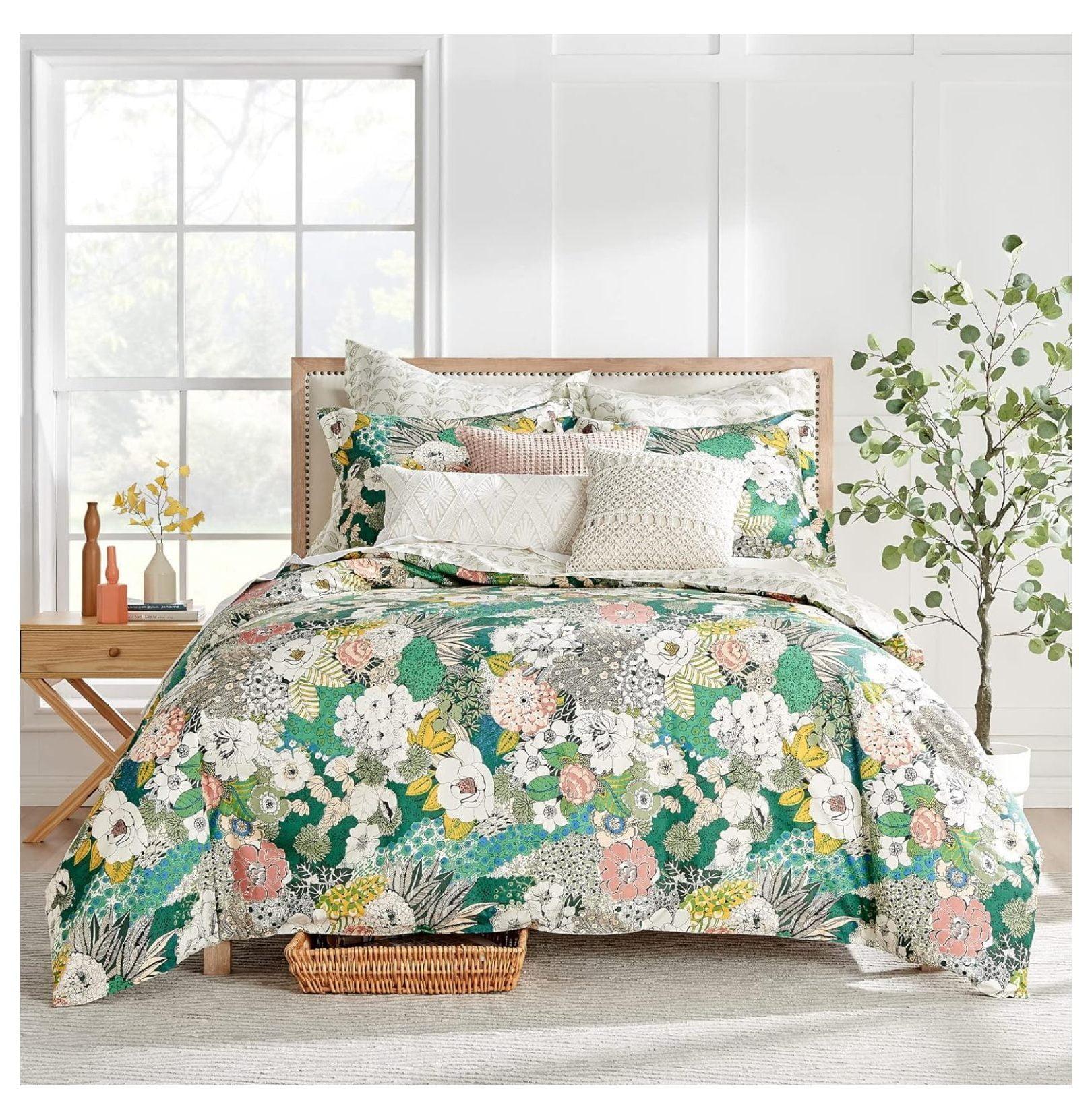 Twin XL Colorful Cotton Floral Print Duvet Cover